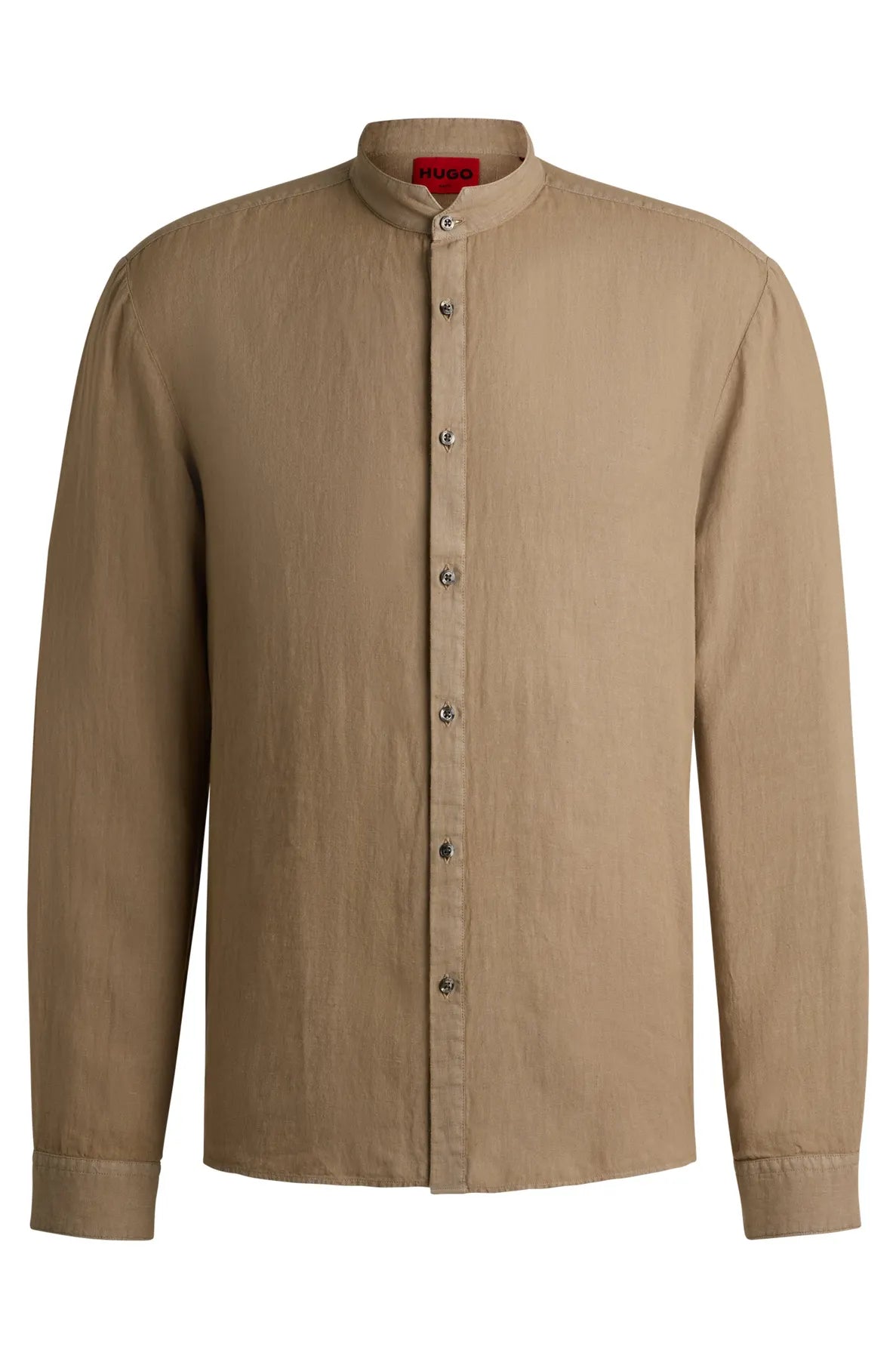 HUGO 50490740 Elvory Slim-Fit Hemd aus Leinen-Canvas