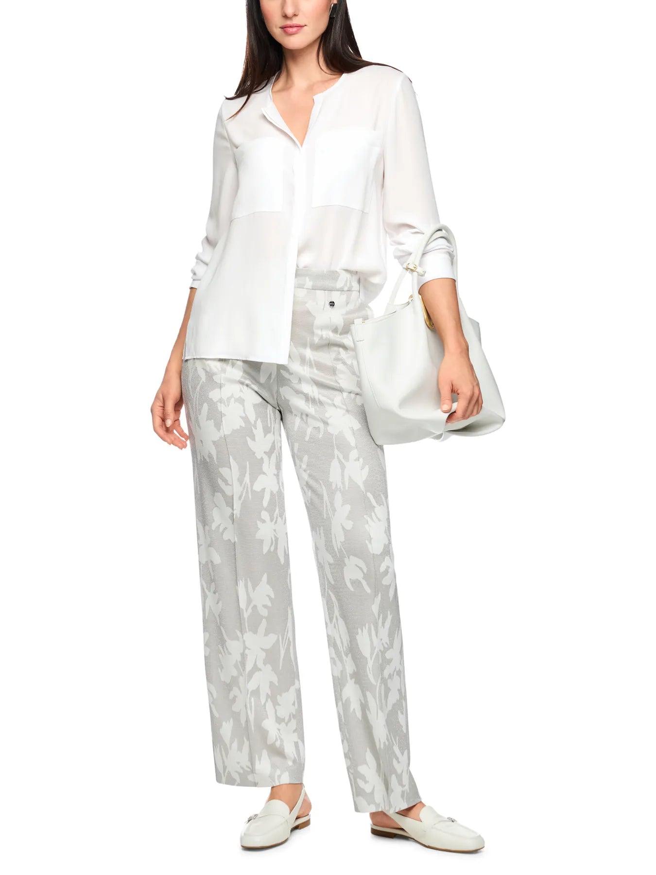 MARC CAIN AC 51.26 W90 Legere Bluse mit verdeckter Knopfleiste Weiß