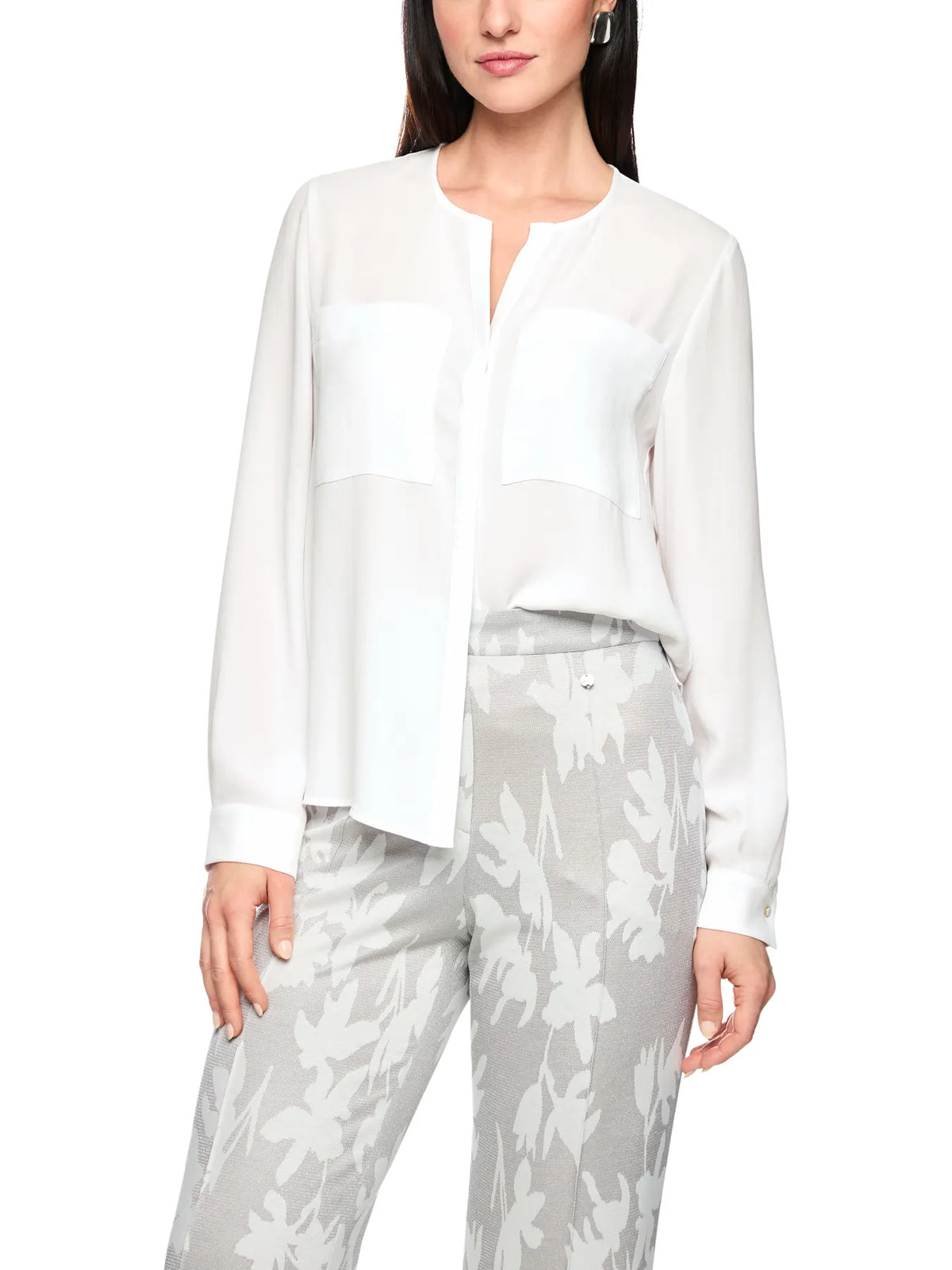 MARC CAIN AC 51.26 W90 Legere Bluse mit verdeckter Knopfleiste Weiß