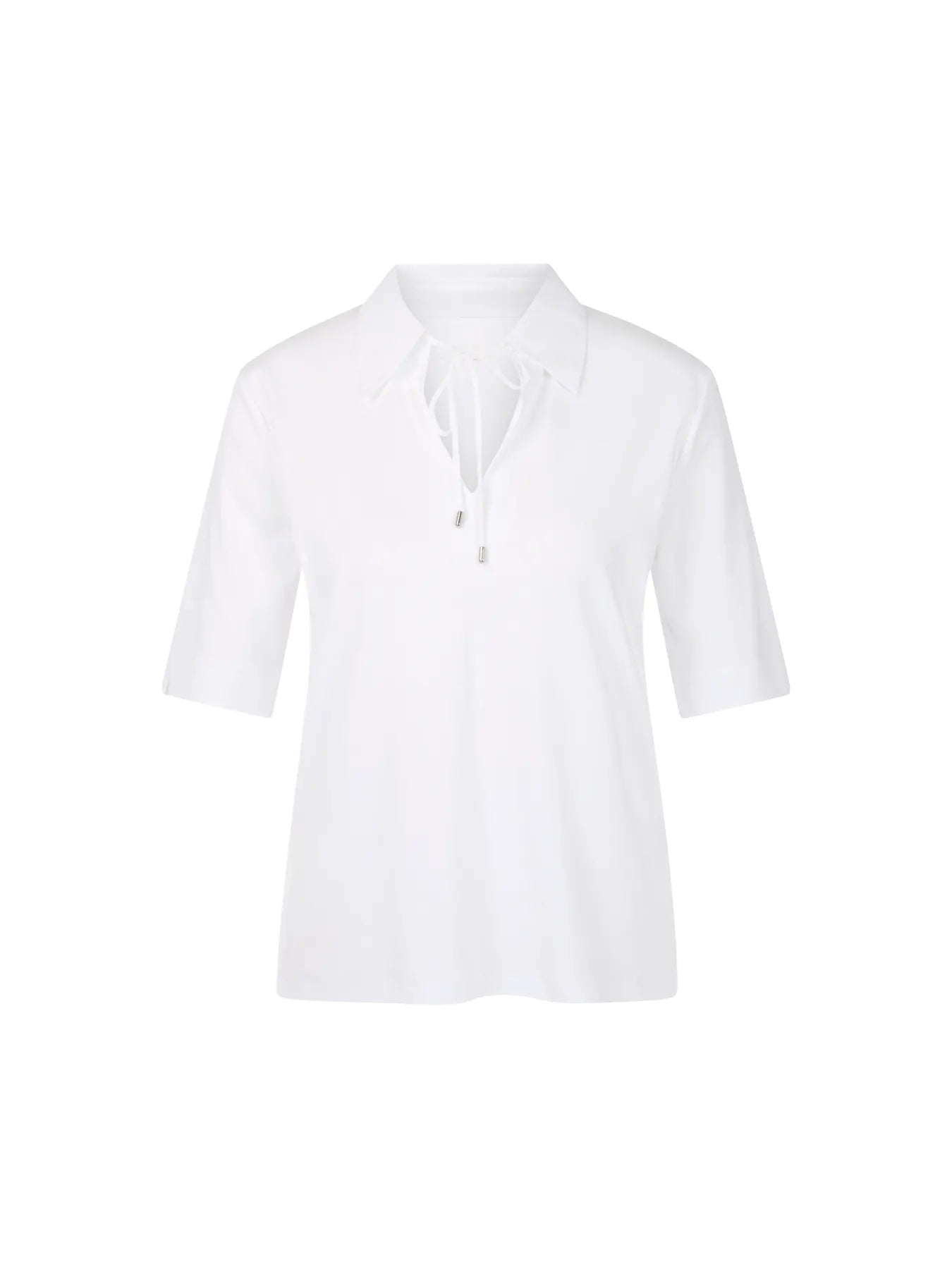 MARC CAIN AC 53.08 J15 Unifarbenes Poloshirt mit Kordel-Detail Weiß