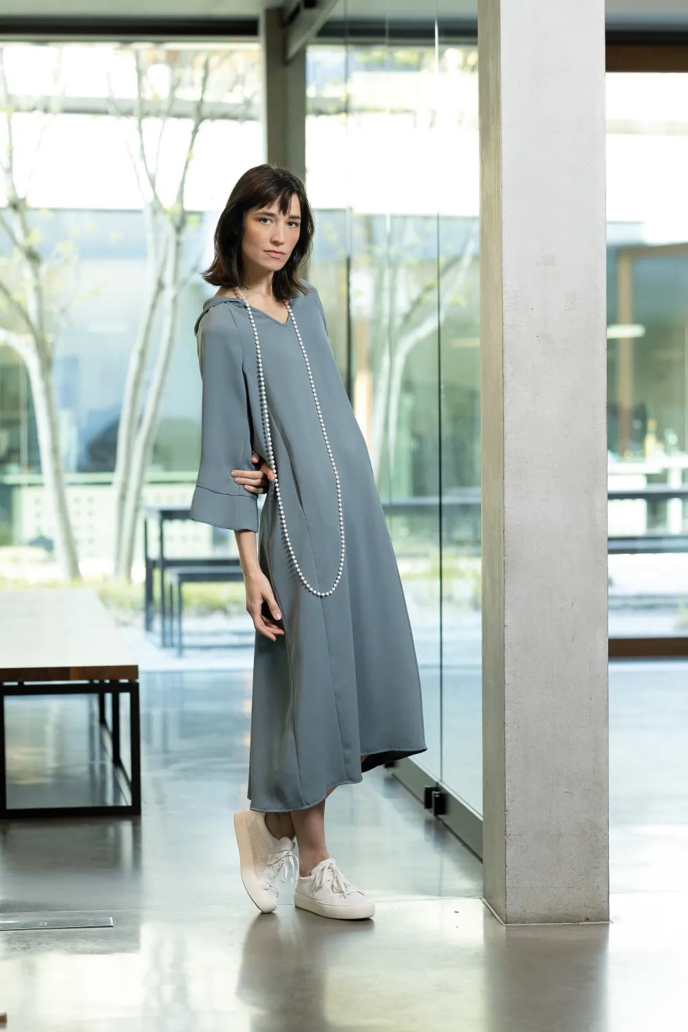 ANIA SCHIERHOLT KL3290/37 KLEID MIT KAPUZE PINE PETROL