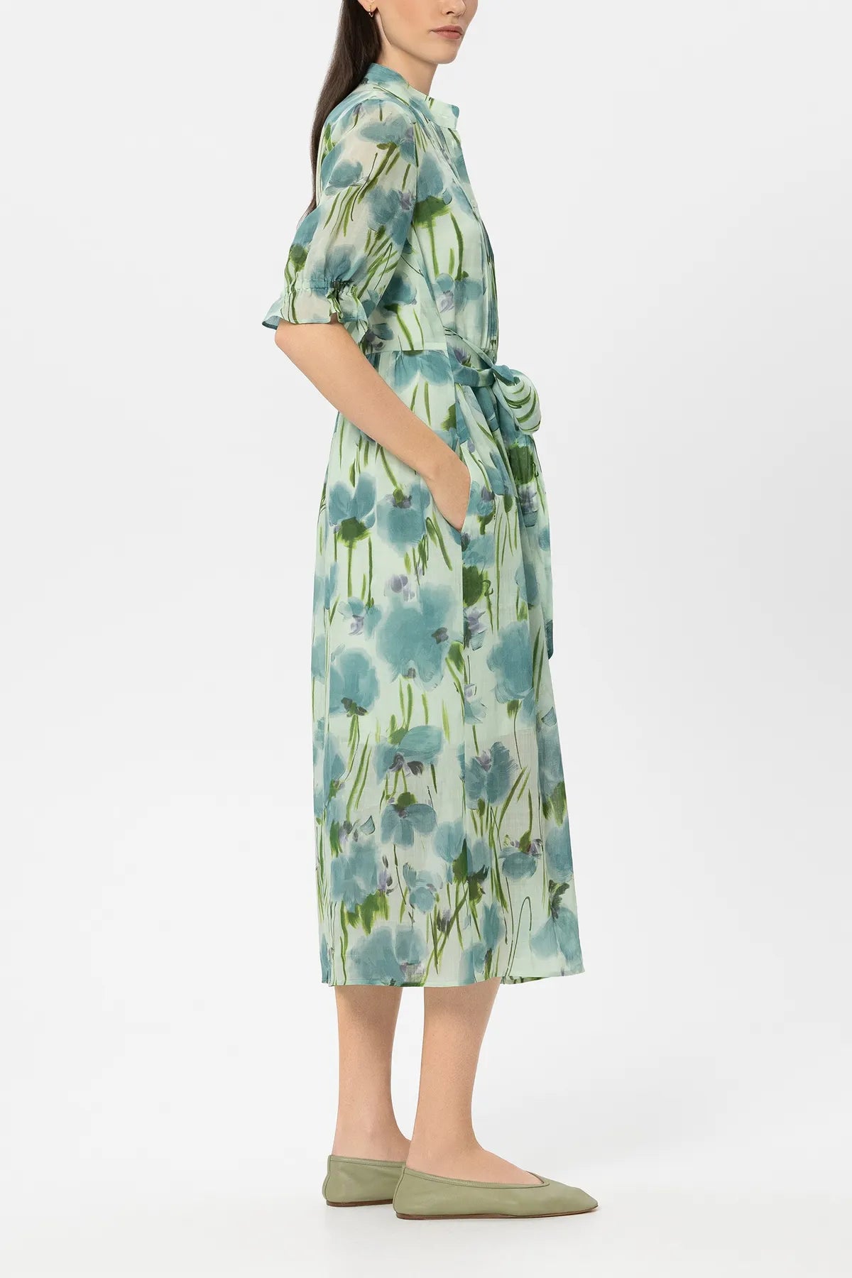 LUISA CERANO 738661/3833-17 Ramie-Kleid mit Flower-Print