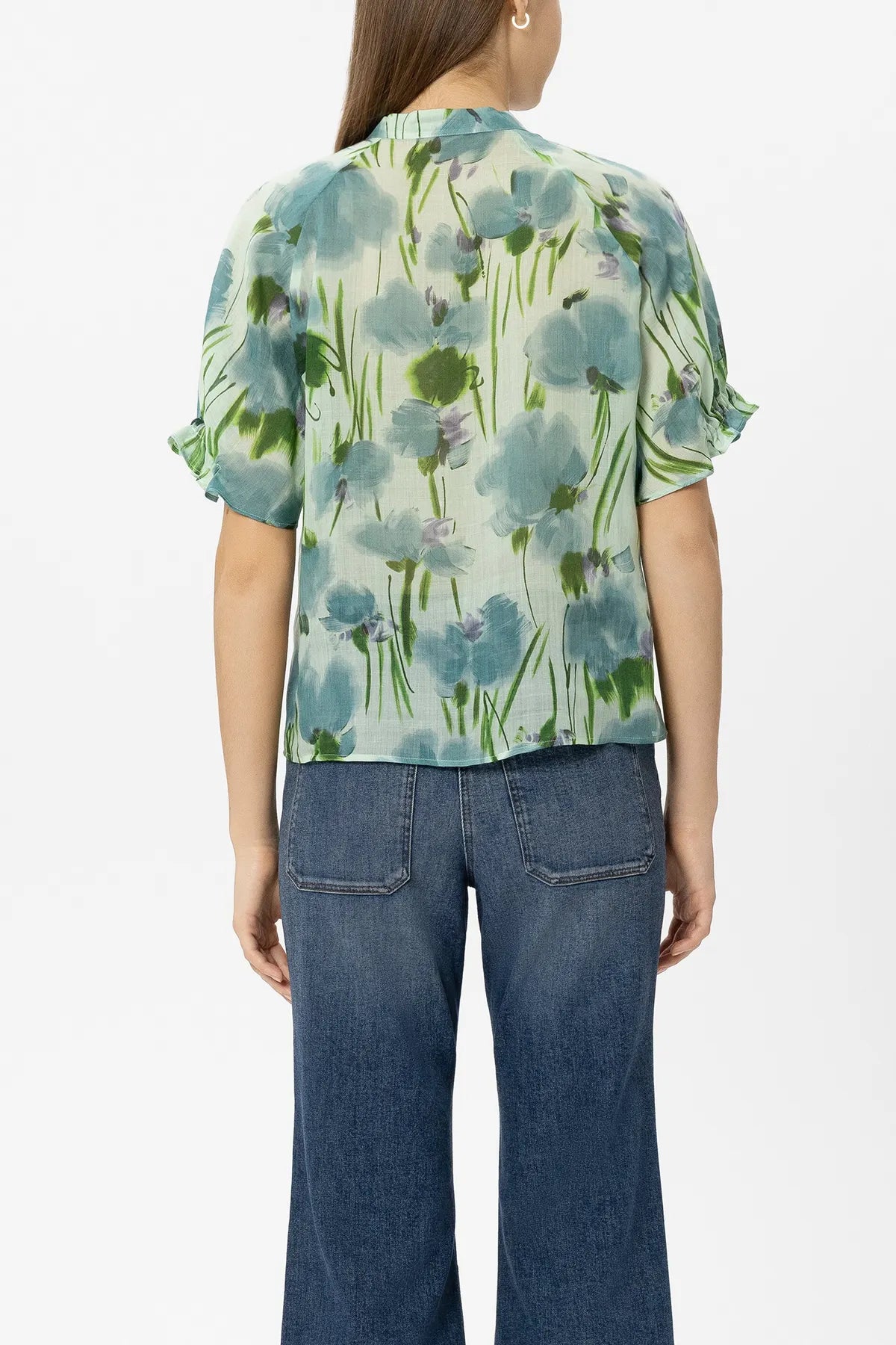 LUISA CERANO
238690/3833-0 Ramie-Bluse mit Flower-Print Kurzarm