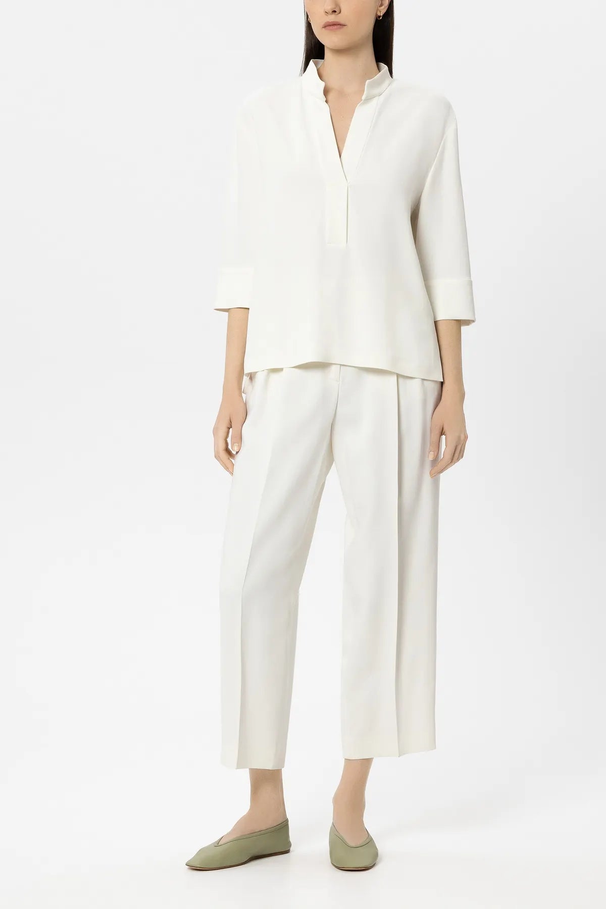 LUISA CERANO 638881/3803-0 Tapered-Pants mit Bundfalten off white