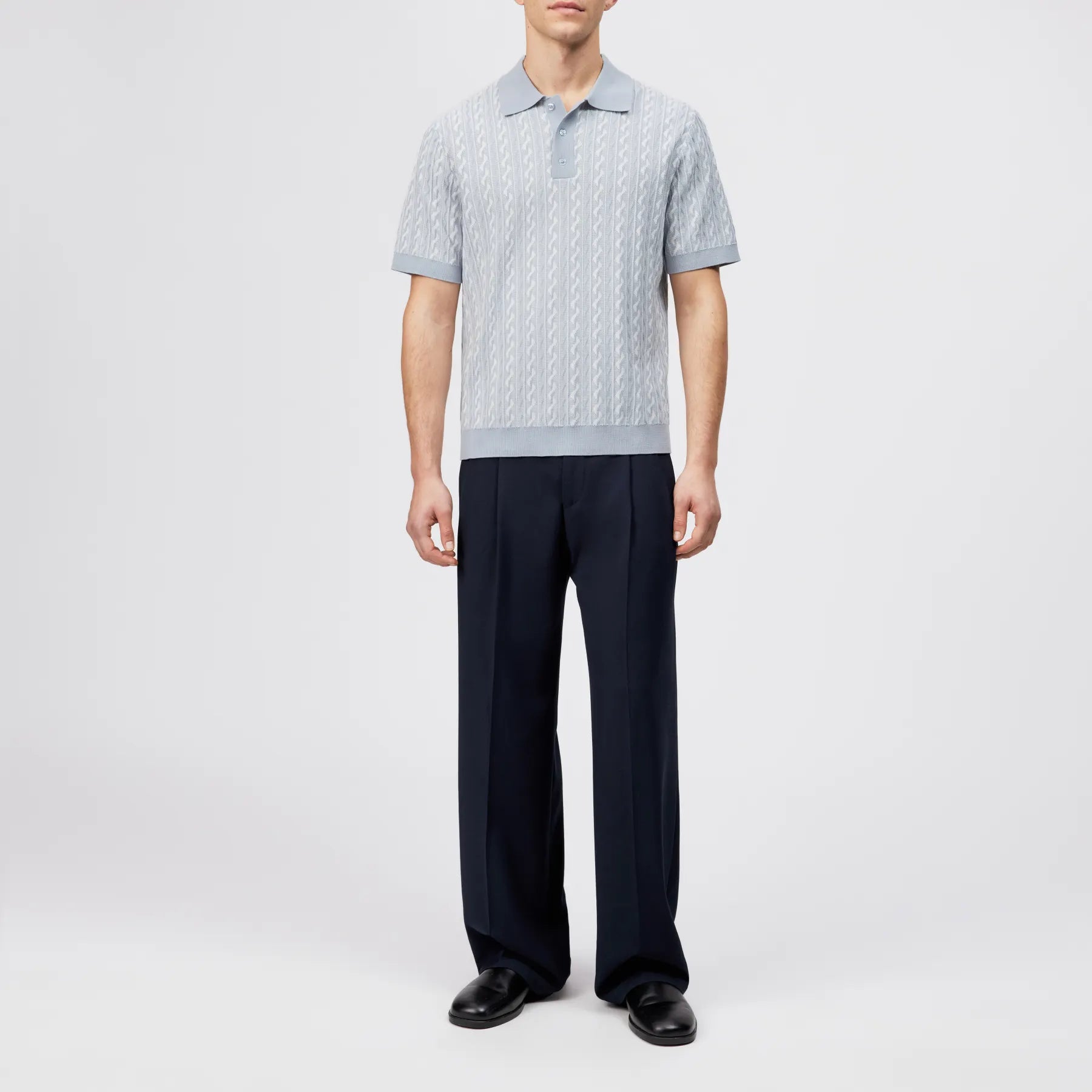 DRYKORN 425175 TAMIAN 10 Strickpolo in Baumwoll-Jacquard blau 3905