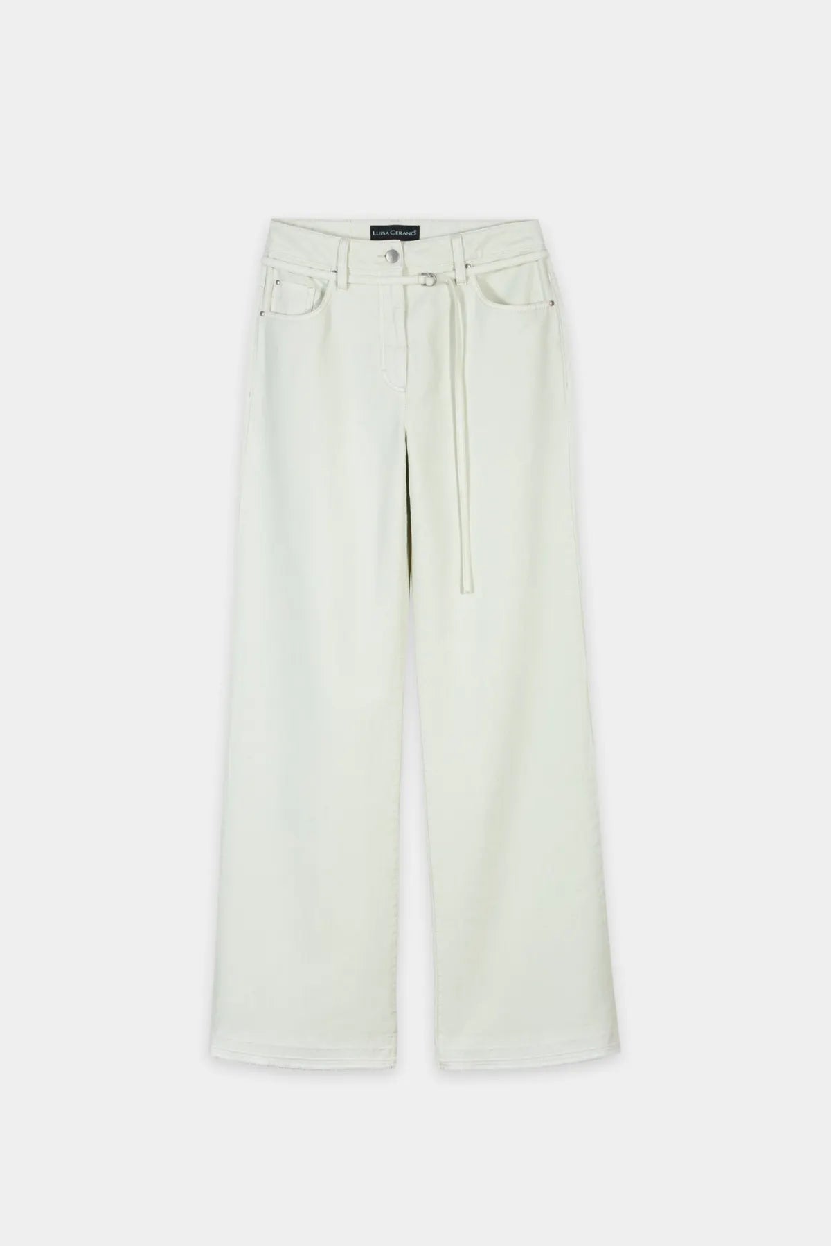 LUISA CERANO 638657/3829-0 Wideleg-Denim mit Bindegürtel pistachio