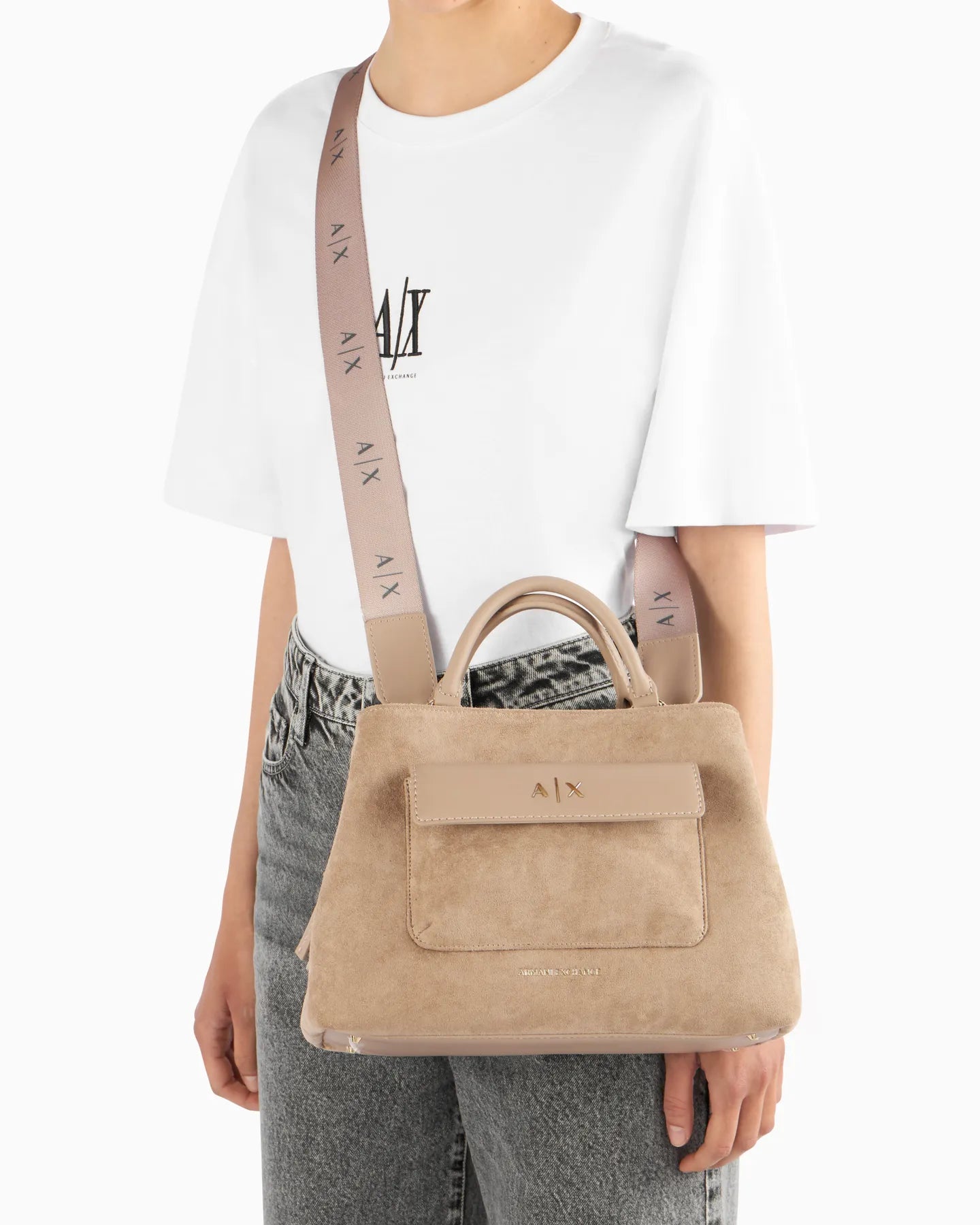 ARMANI EXCHANGE XW001545 AF22630 SHOPPING BAG BEIGE