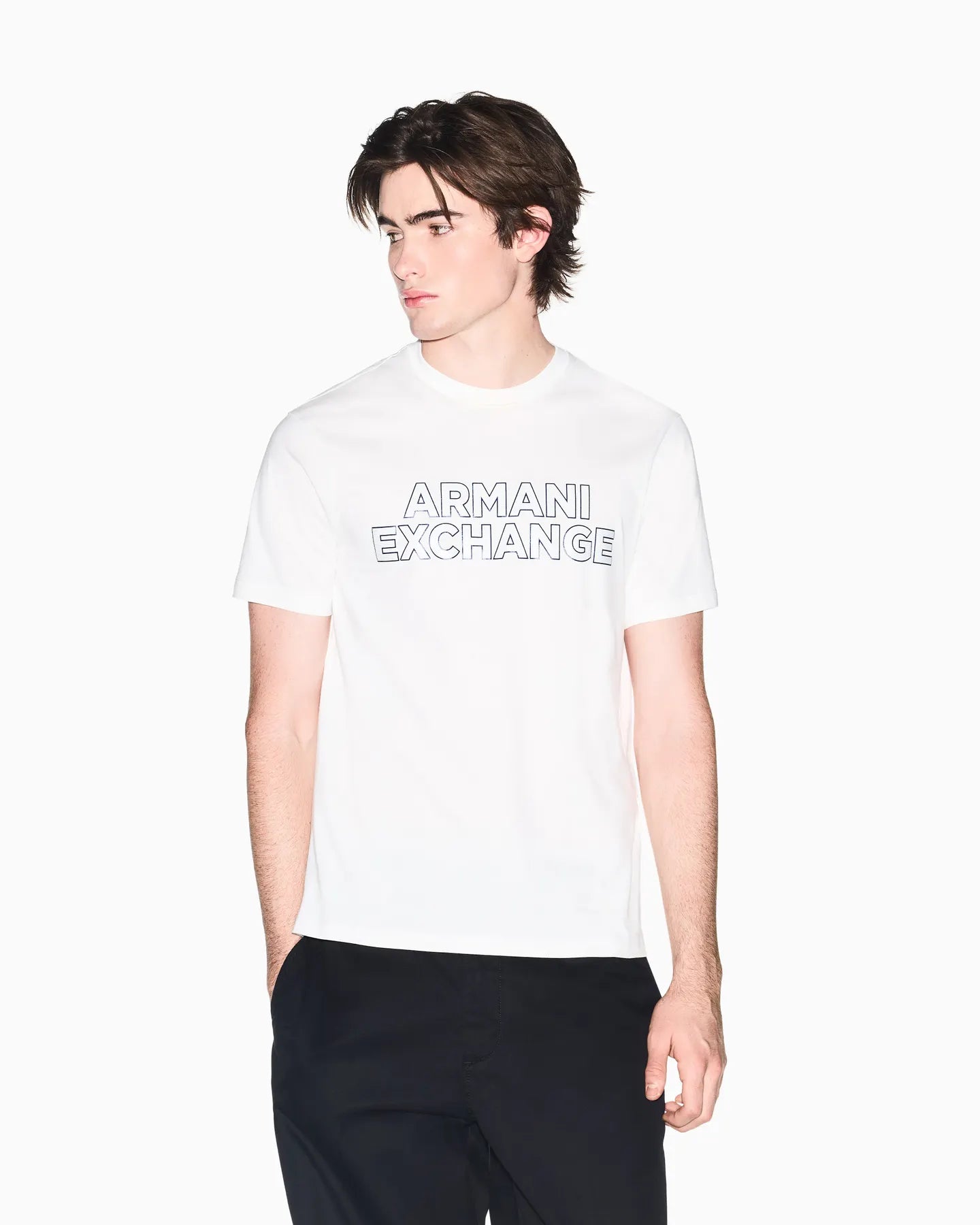 ARMANI XM002413 AF10361 HERREN LOGO T-SHIRT U0009 OFF WHITE