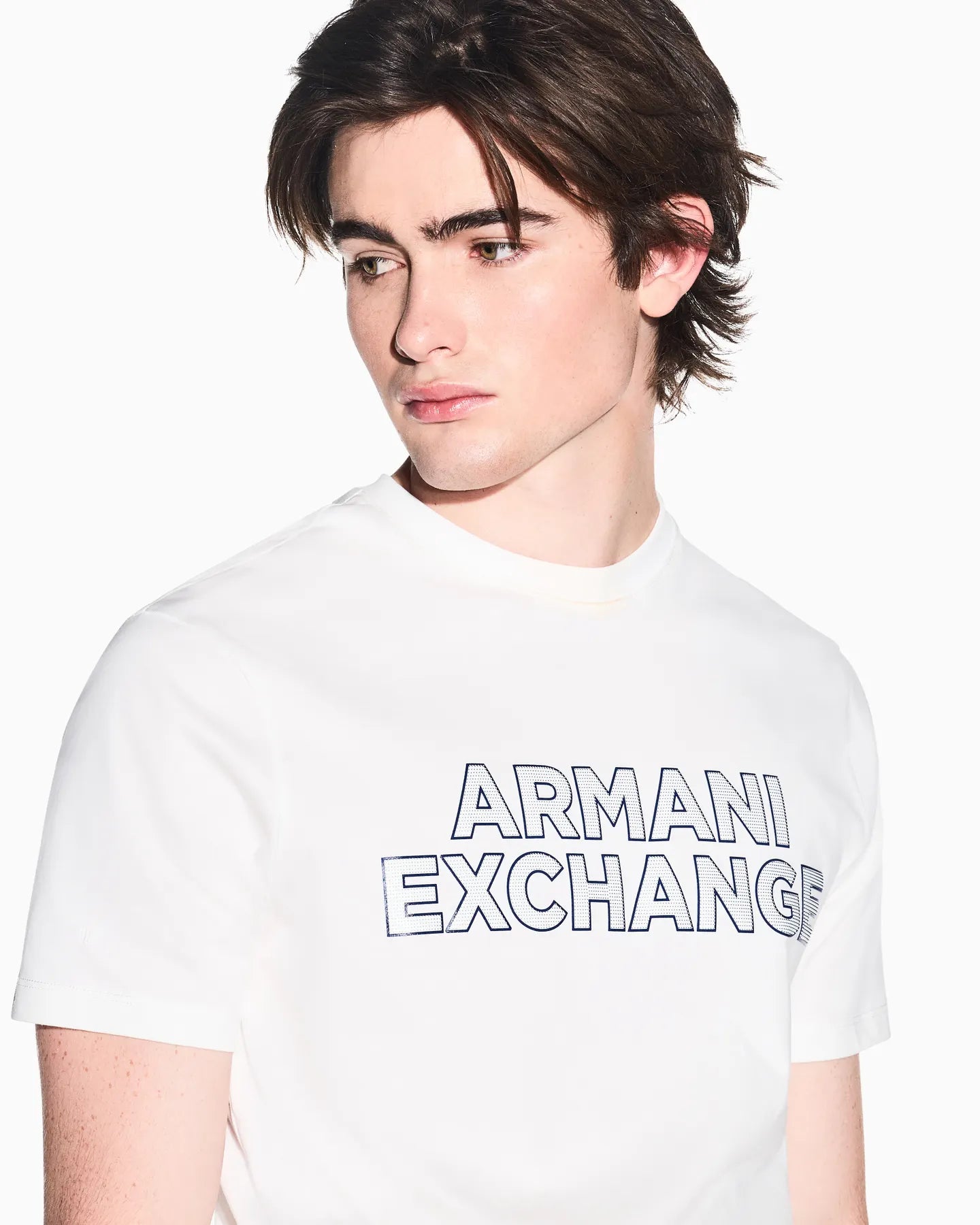 ARMANI XM002413 AF10361 HERREN LOGO T-SHIRT U0009 OFF WHITE