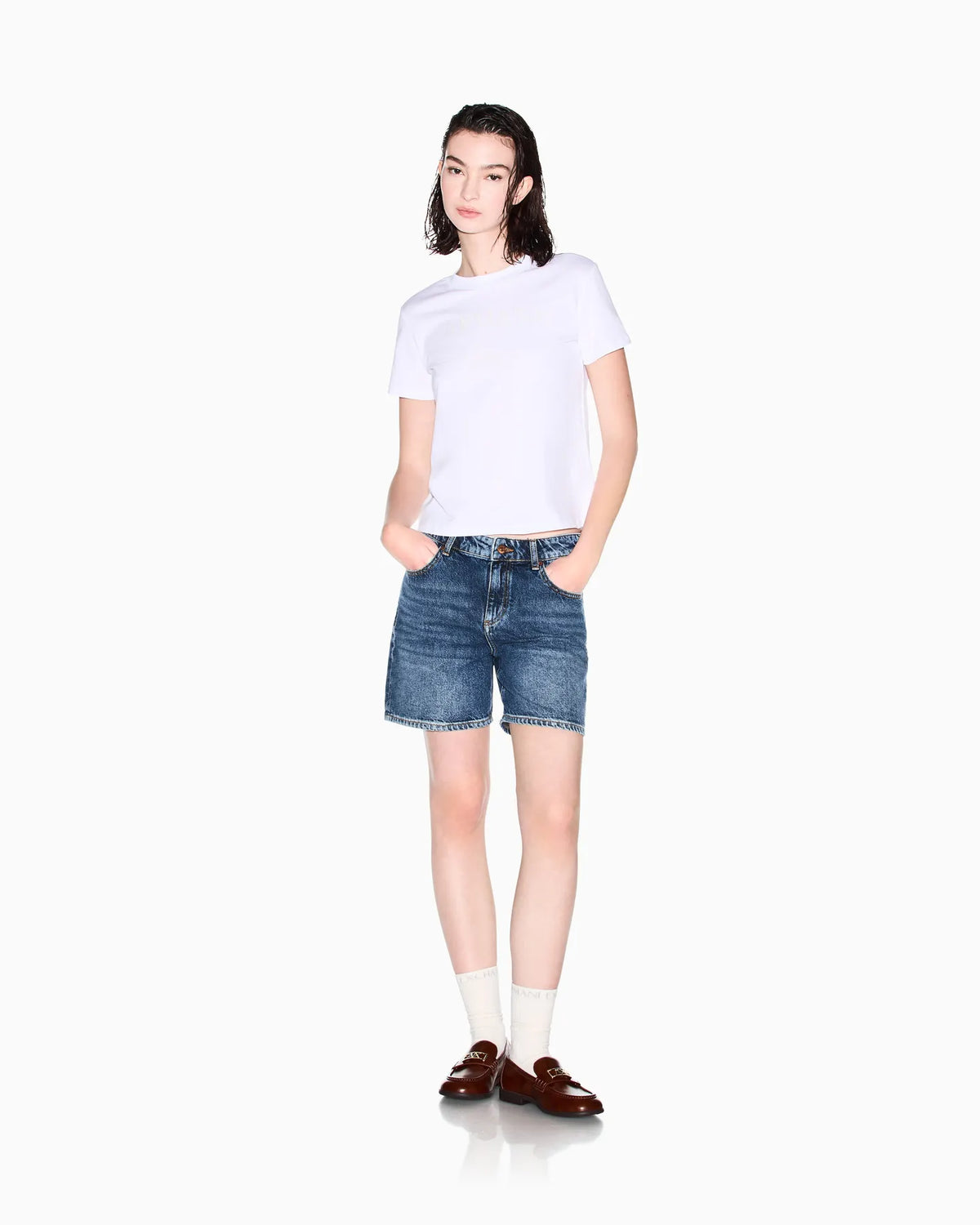 ARMANI XW002340 AF10358 Damen Logo T-Shirt weiß