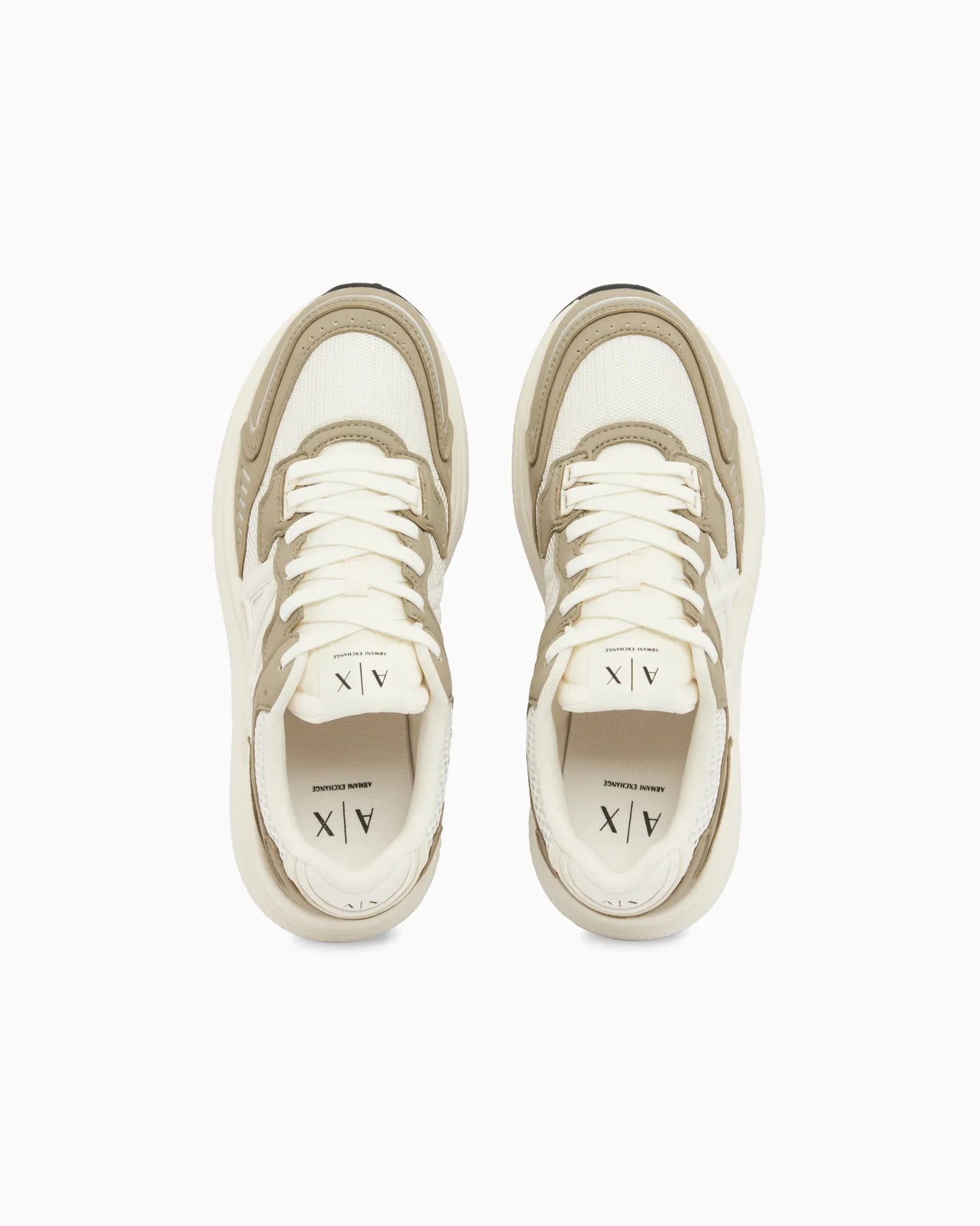 ARMANI XM002635 AF19388 LEDER SNEAKER WEISS KHAKI M7196