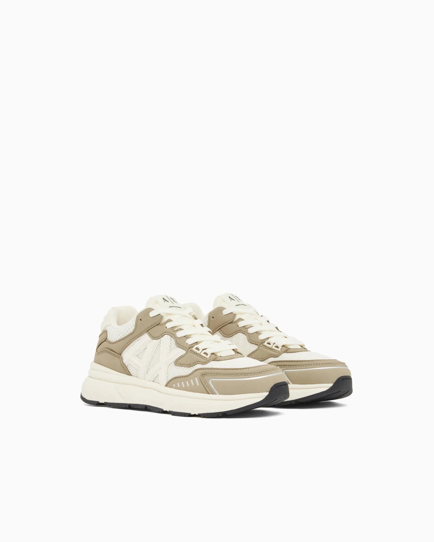 ARMANI XM002635 AF19388 LEDER SNEAKER WEISS KHAKI M7196