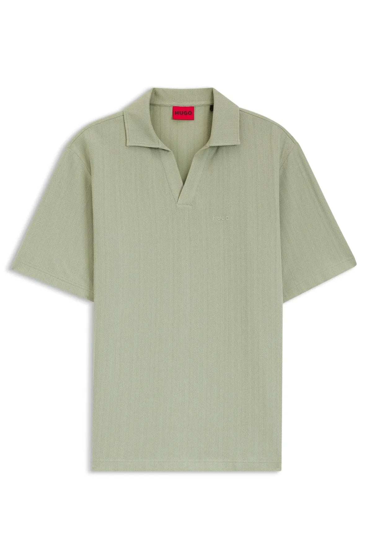 HUGO 50556724 Dalibo Poloshirt Johnny-Kragen Jacquard-Streifen Light Green