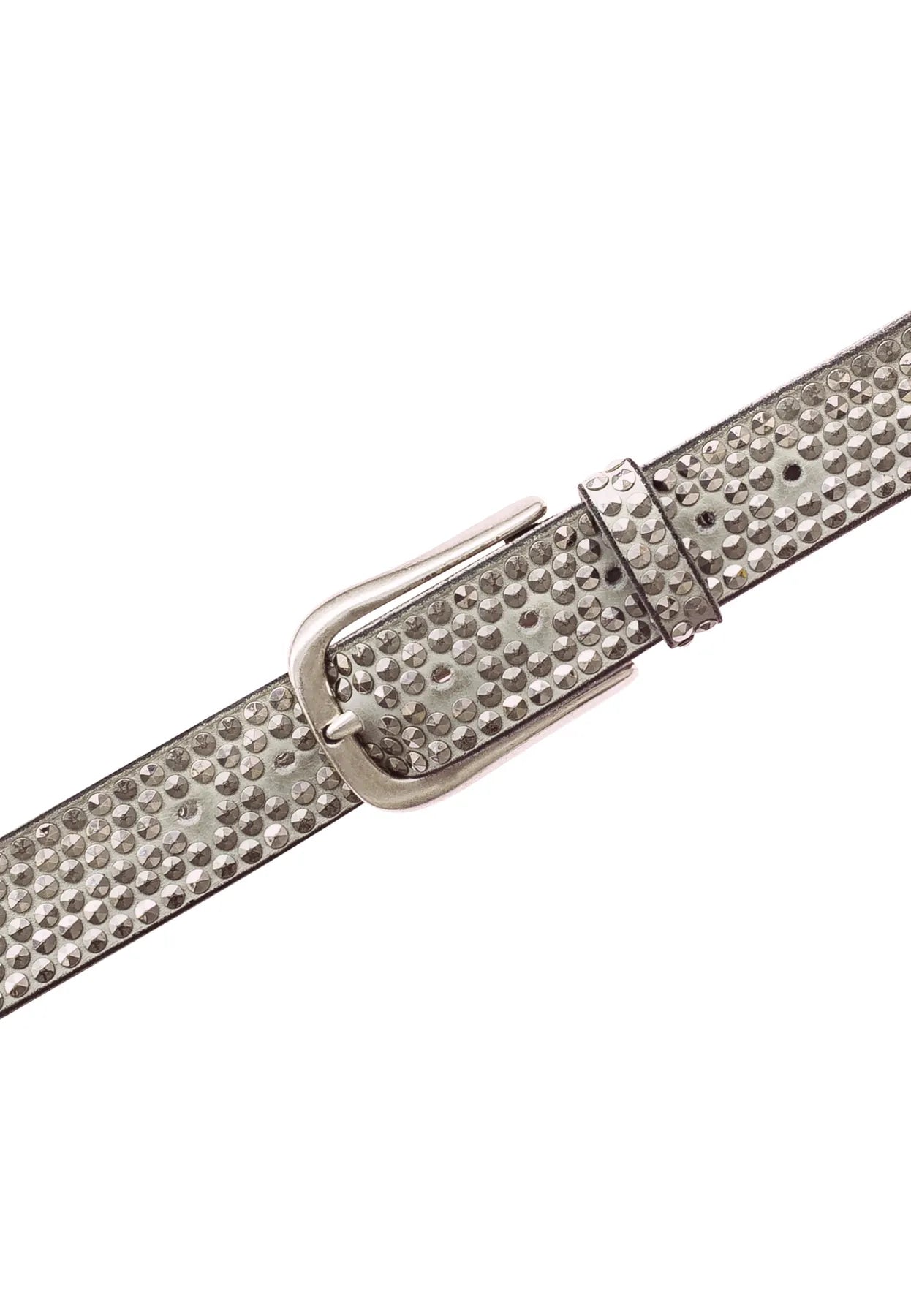 B.BELT BB0225L03 Zoe Silver Damen Leder Gürtel 35mm mit Nieten Hellgrau