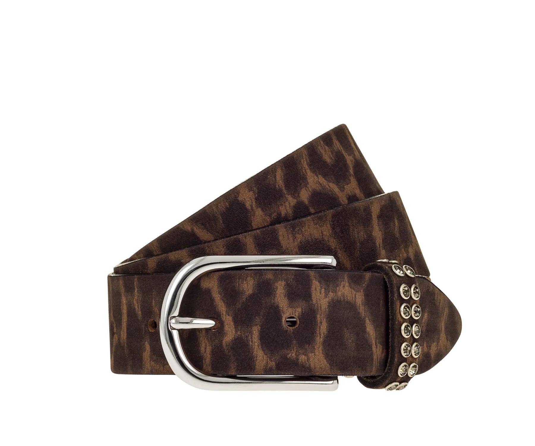 B.BELT BB0772L92 Leora Damen Leder Gürtel 35 mm Nubuk Nieten Kristallen von Swarovski Leo baileys-dunkelbraun