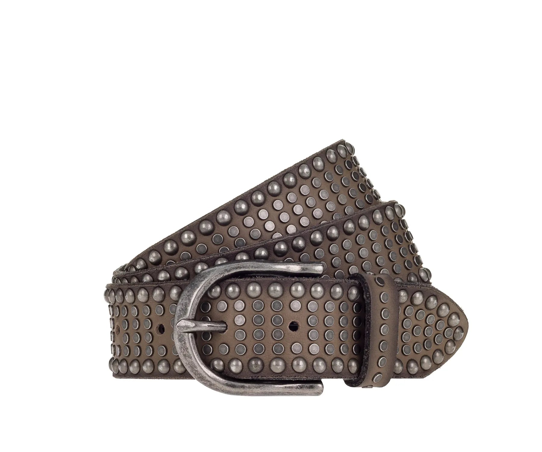 B.BELT BB0988L38 Riva Damen Leder Gürtel 35mm mit Nieten Grau