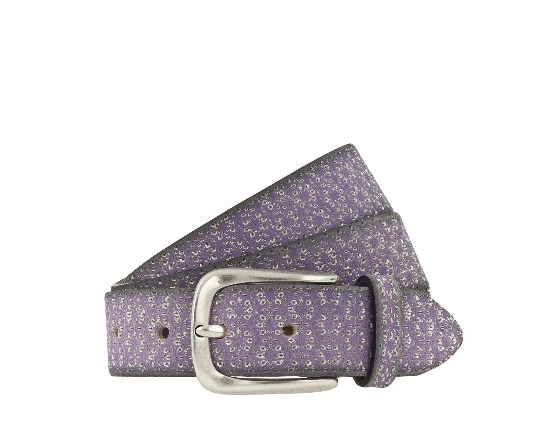 B.BELT BB0827L78 Mara 35 mm Damen Leder Gürtel Lila-Silbermetallic