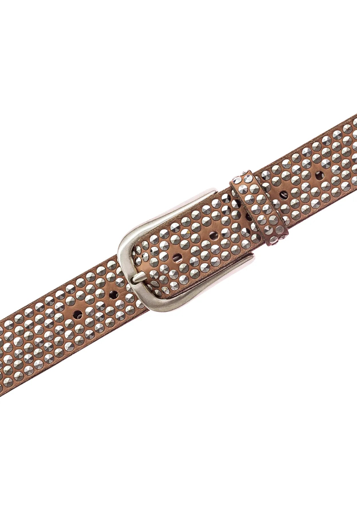 B.BELT BB0225L03 Zoe Silver Damen Leder Gürtel 35mm mit Nieten Camel