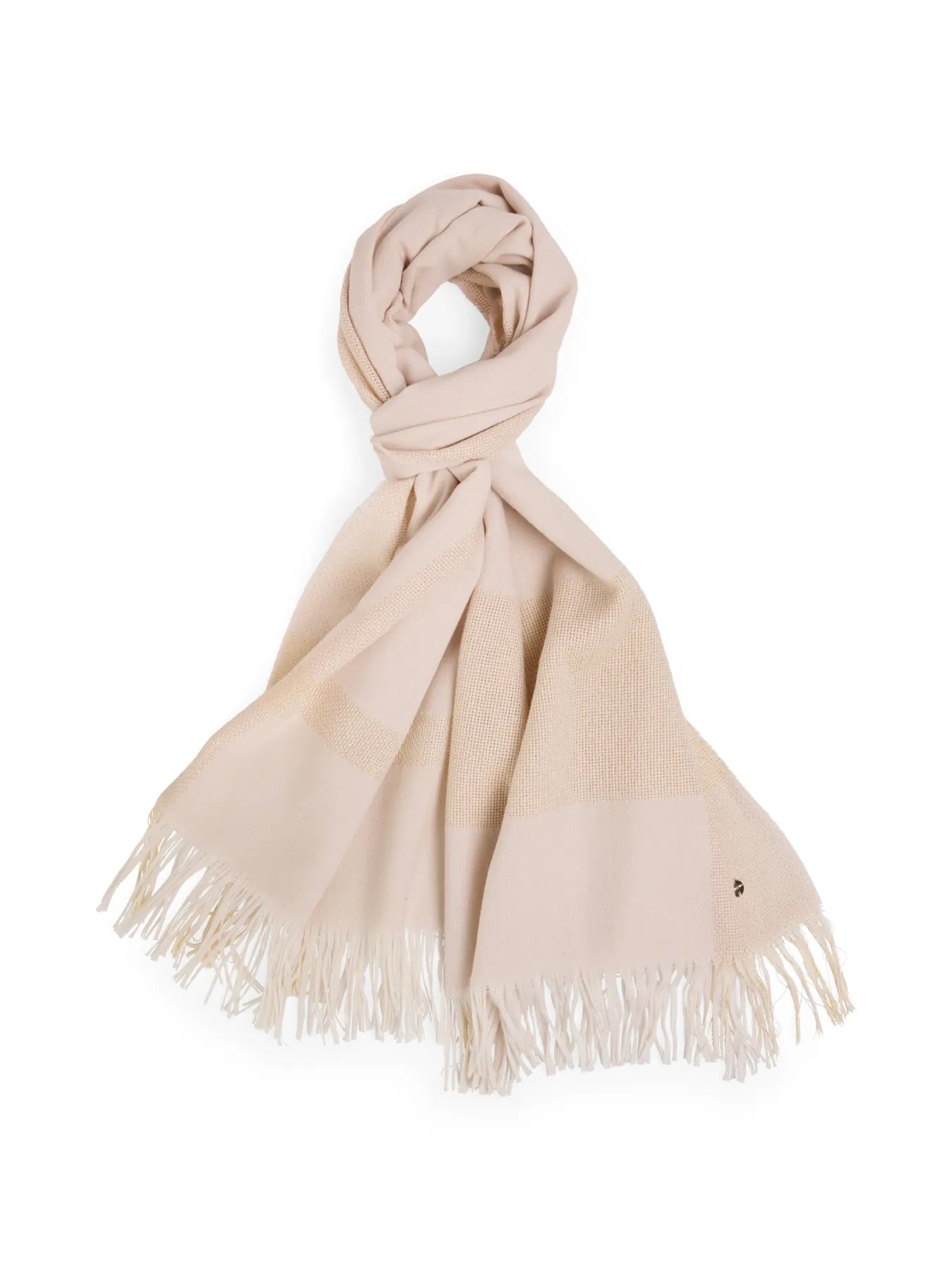 MARC CAIN AC B4.13 Z04 Wollschal mit Goldfaden und Fransen Beige