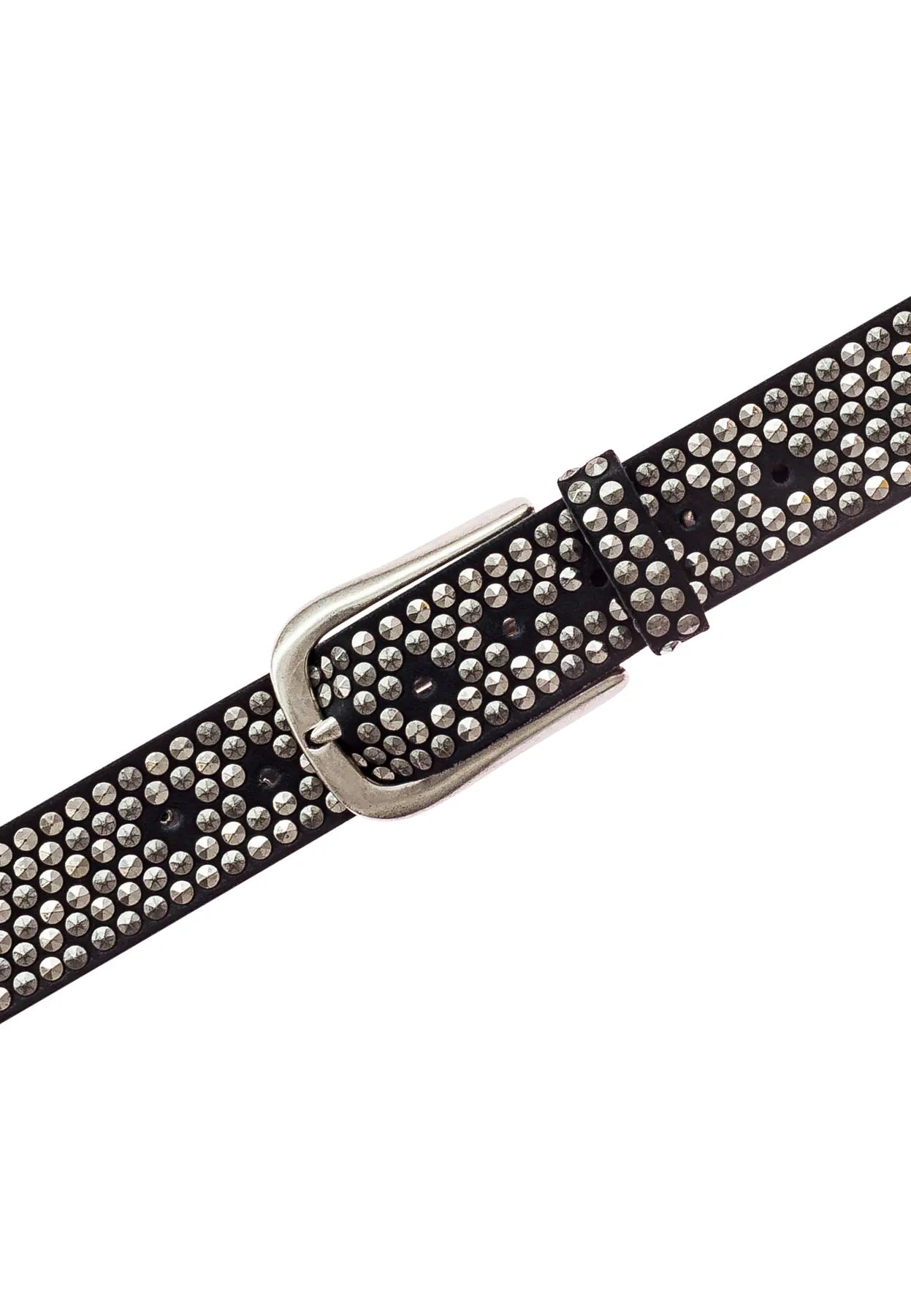 B.BELT BB0225L03 Zoe Silver Damen Leder Gürtel 35mm mit Nieten Schwarz