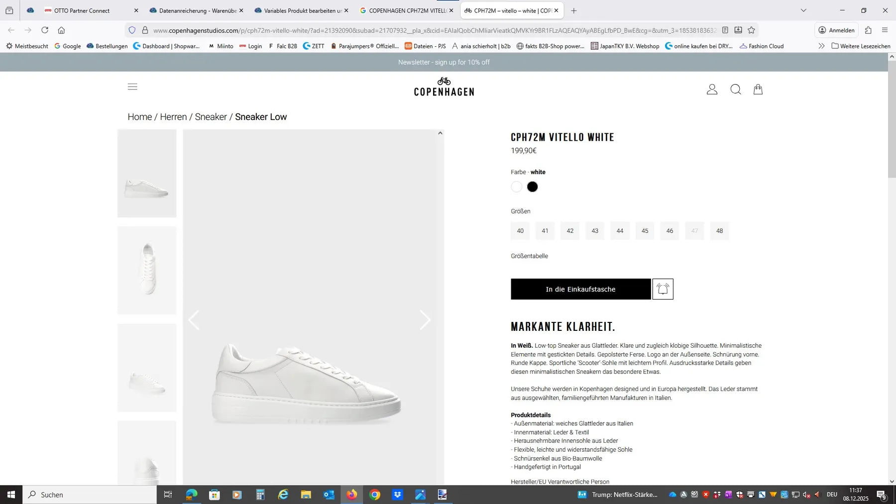 COPENHAGEN CPH72M VITELLO LOW TOP SNEAKER LEDER WHITE