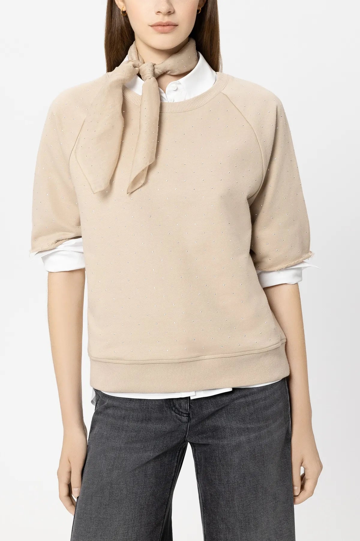 LUISA CERANO 838523/3805-0 Tuch mit Glitzerstein-Besatz Beige