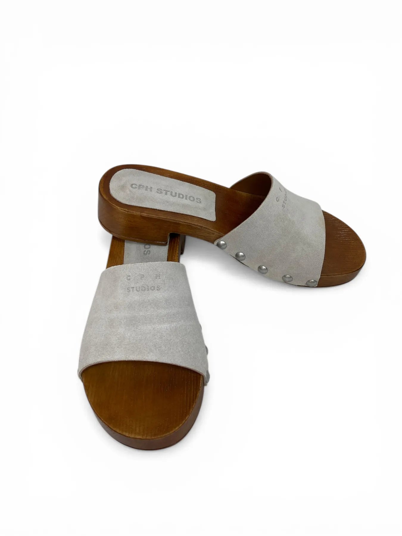 COPENHAGEN CPH798 SUEDE CLOG SANDALEN HELLGRAU LIGHT STONE