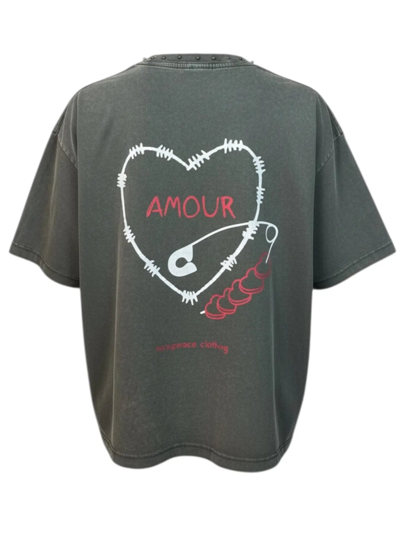 NICE.PEACE NP-741-7615 DAMEN T-SHIRT MIT NIETEN GREY