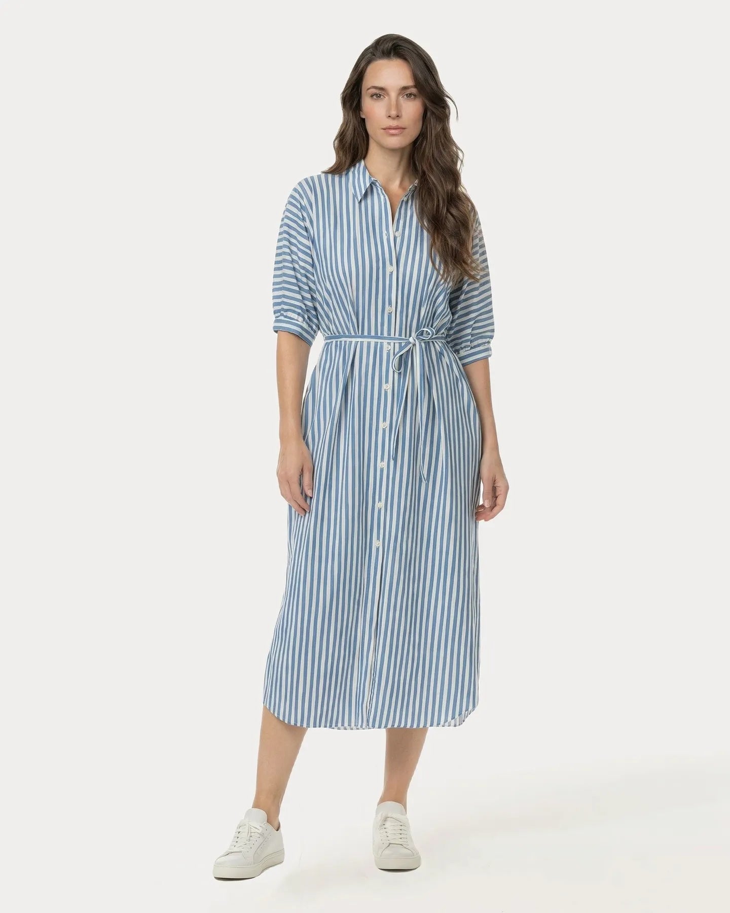 JAPAN TKY YWA DESSIN HEMDBLUSENKLEID TECHNOJERSEY STRETCH AVIO STRIPE