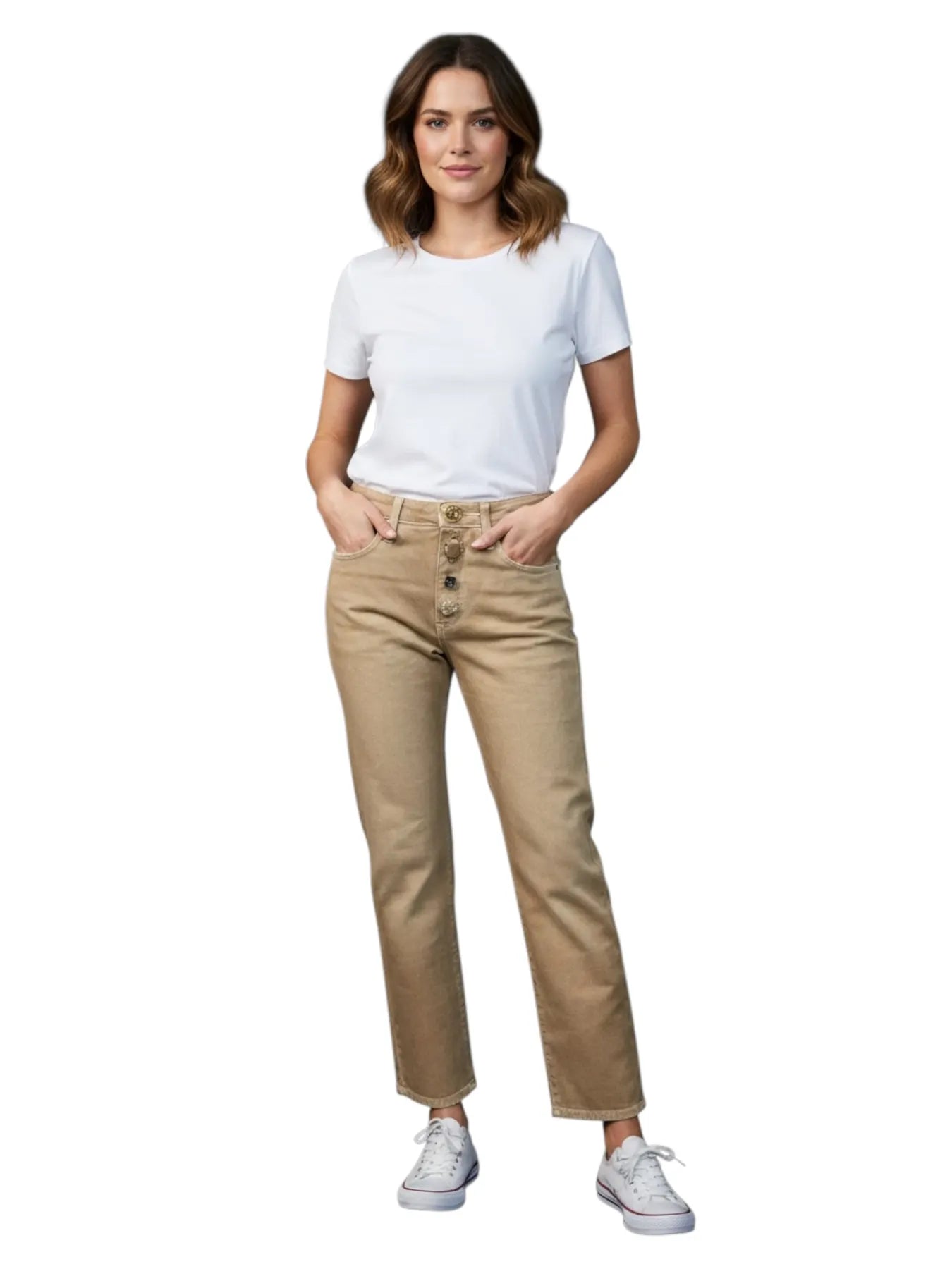 VICOLO DAB5112 JEANS STRASS PAILLETTEN BRAUN BRONCE