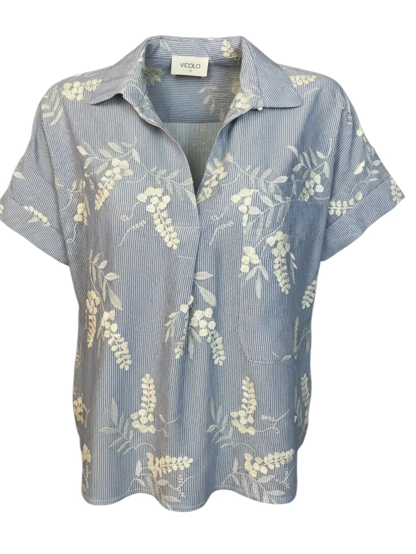 VICOLO TAB0526 BLUSE AZURO/NATURALE
