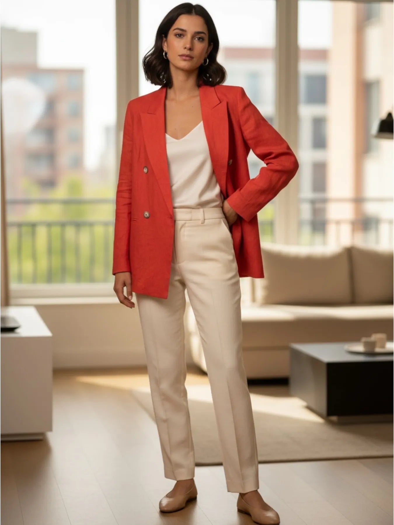 VICOLO TAB0549 LEINEN BLAZER ROT PAPAIA