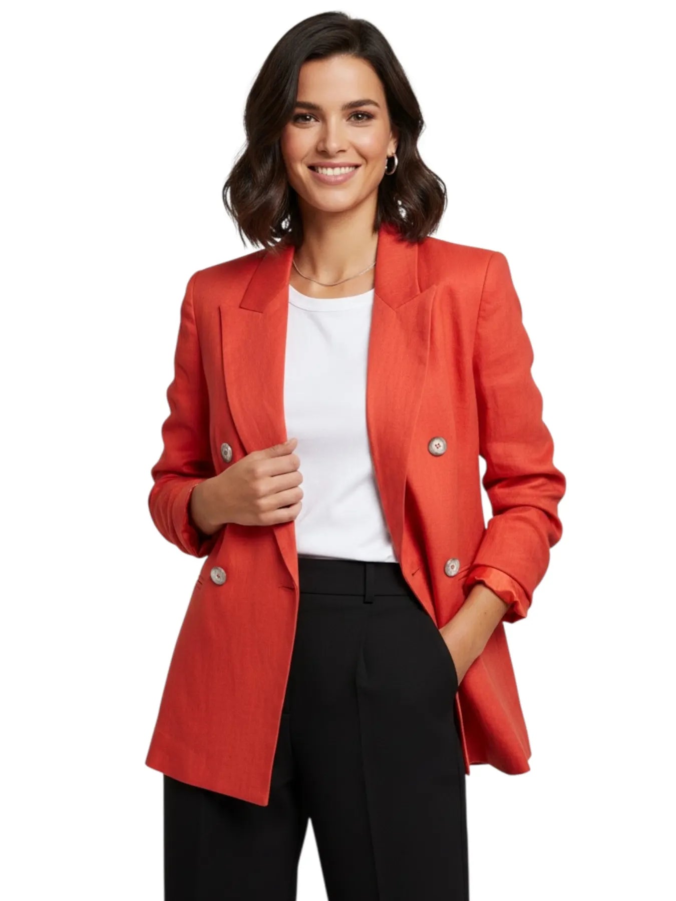VICOLO TAB0549 LEINEN BLAZER ROT PAPAIA