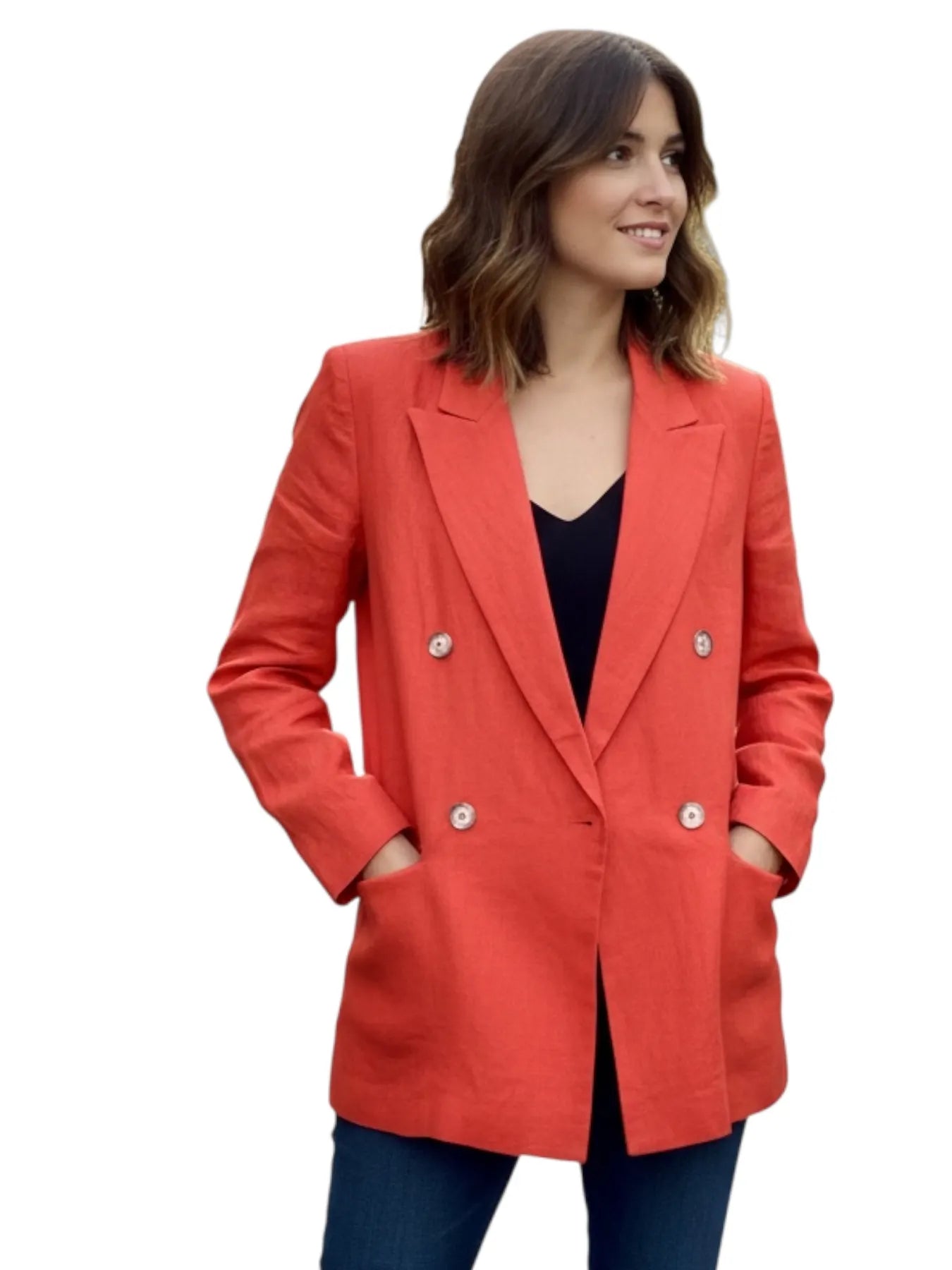 VICOLO TAB0549 LEINEN BLAZER ROT PAPAIA