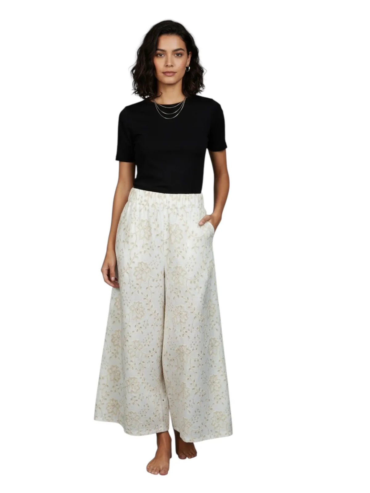 VICOLO TAB0518 HOSE MIT LOCHSPITZE BEIGE