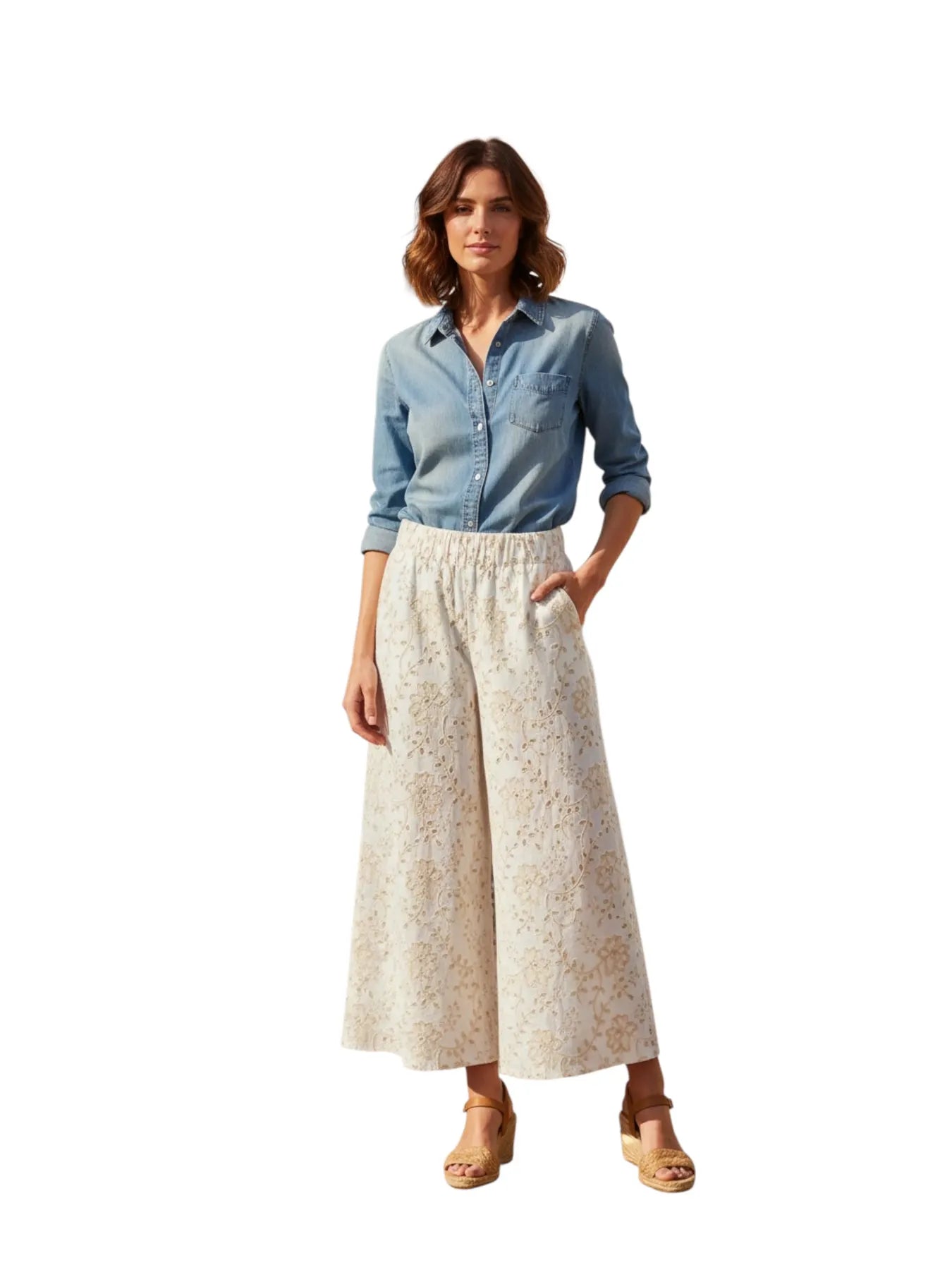 VICOLO TAB0518 HOSE MIT LOCHSPITZE BEIGE
