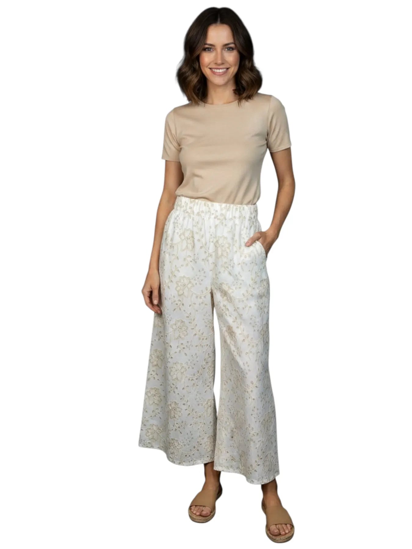 VICOLO TAB0518 HOSE MIT LOCHSPITZE BEIGE