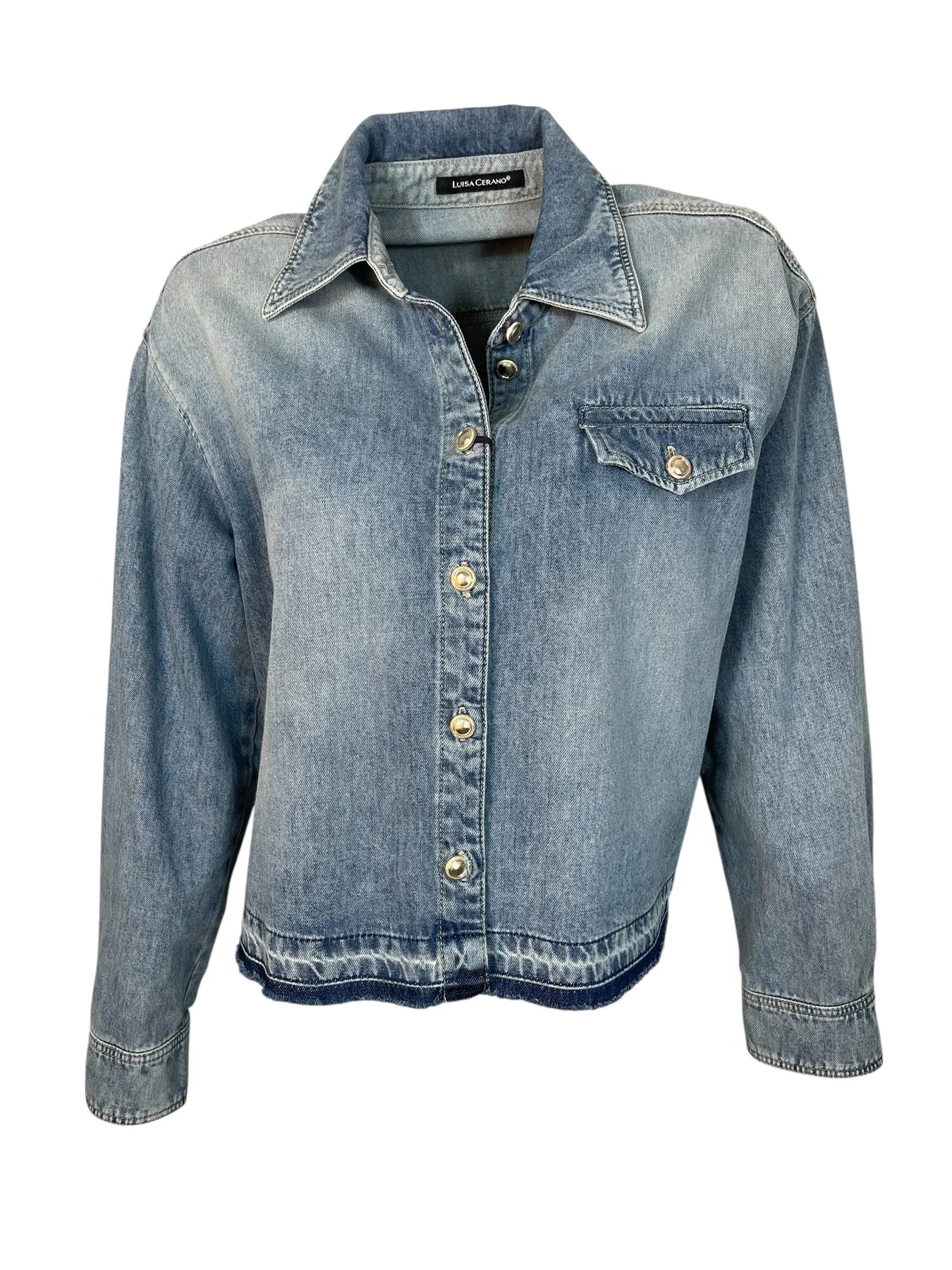 LUISA CERANO 238675/4194-0 Denim-Hemd mit Raw-Saum light blue