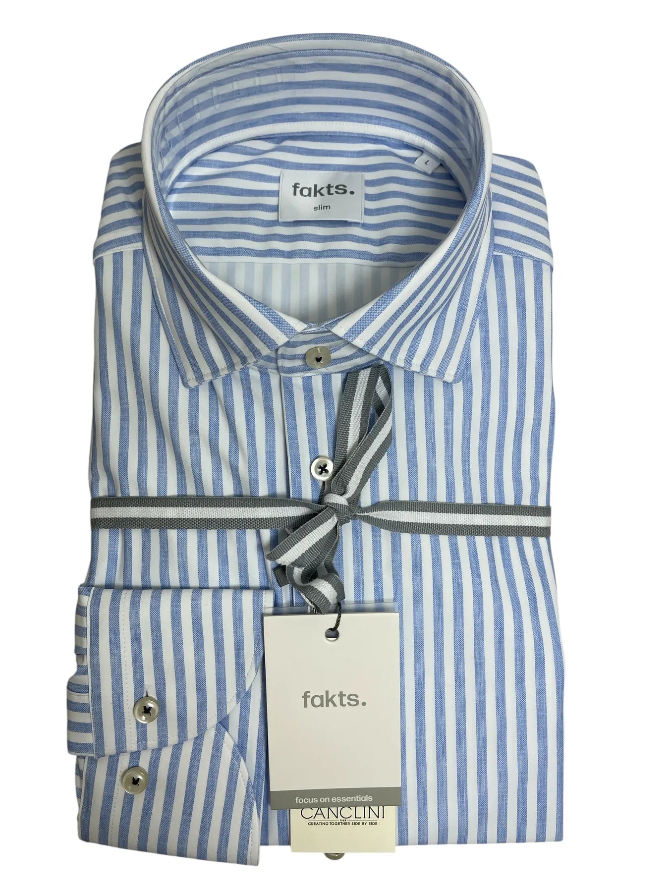 fakts 6443 Shirt Slim Fit Leisure Herren Hemd blue light stripes 213