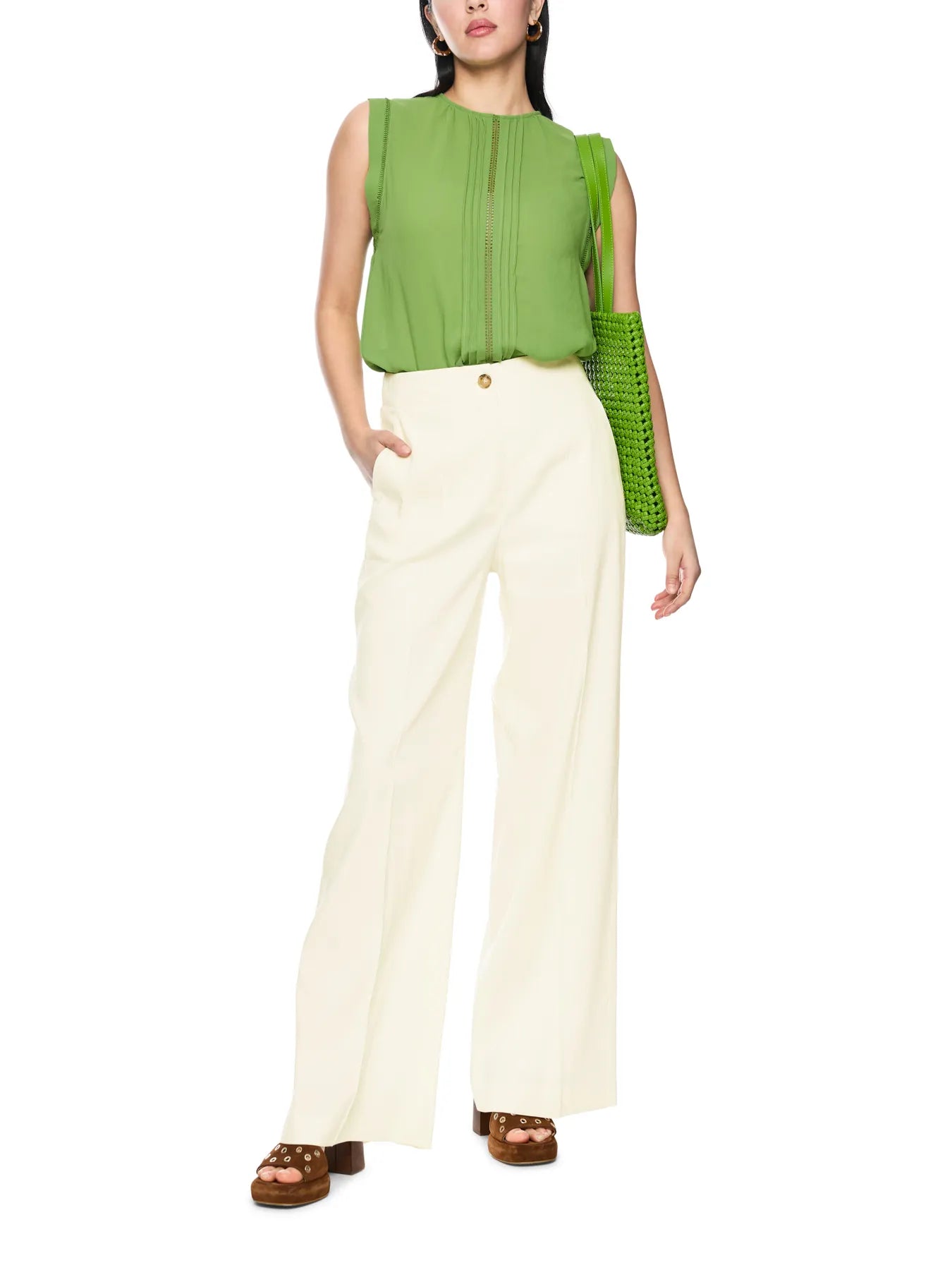 MARC CAIN AC 81.69 W70 Hose WAUKEE aus Leinen-Viskose bright ecru