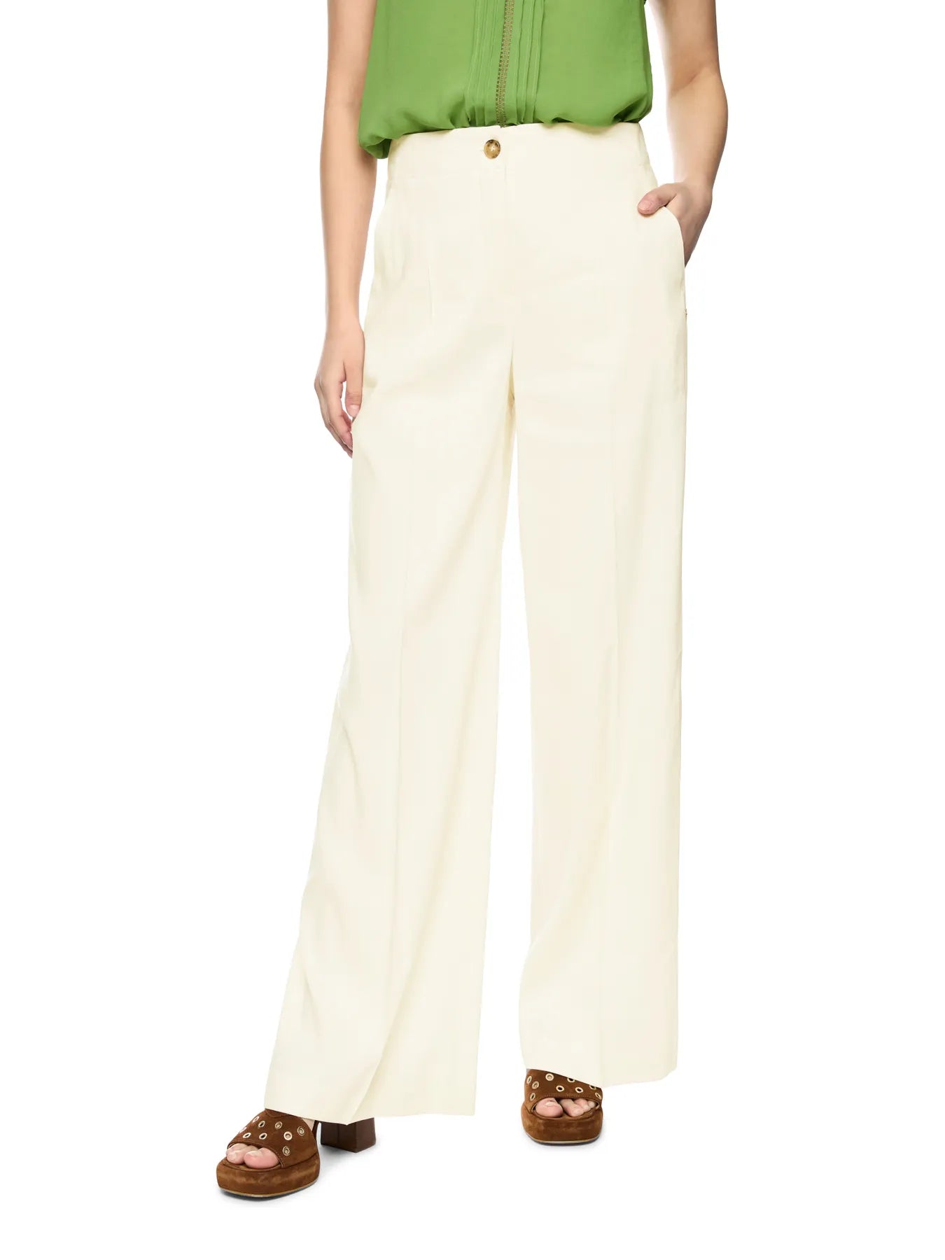 MARC CAIN AC 81.69 W70 Hose WAUKEE aus Leinen-Viskose bright ecru
