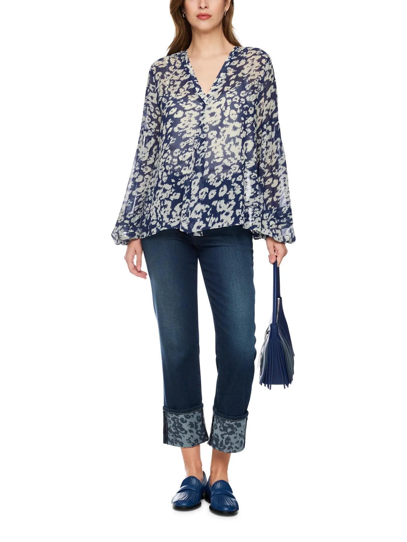 MARC CAIN
BC 51.04 W41 Weite Bluse mit Animal Print midnight sail