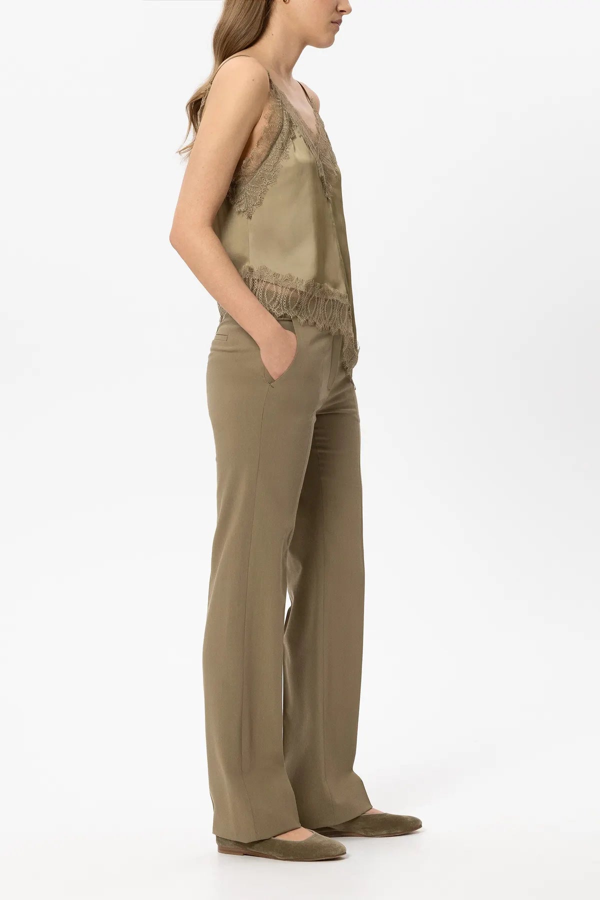 LUISA CERANO 648914/3863-0 Hose Canvas mit Stretch-Effekt Salbei