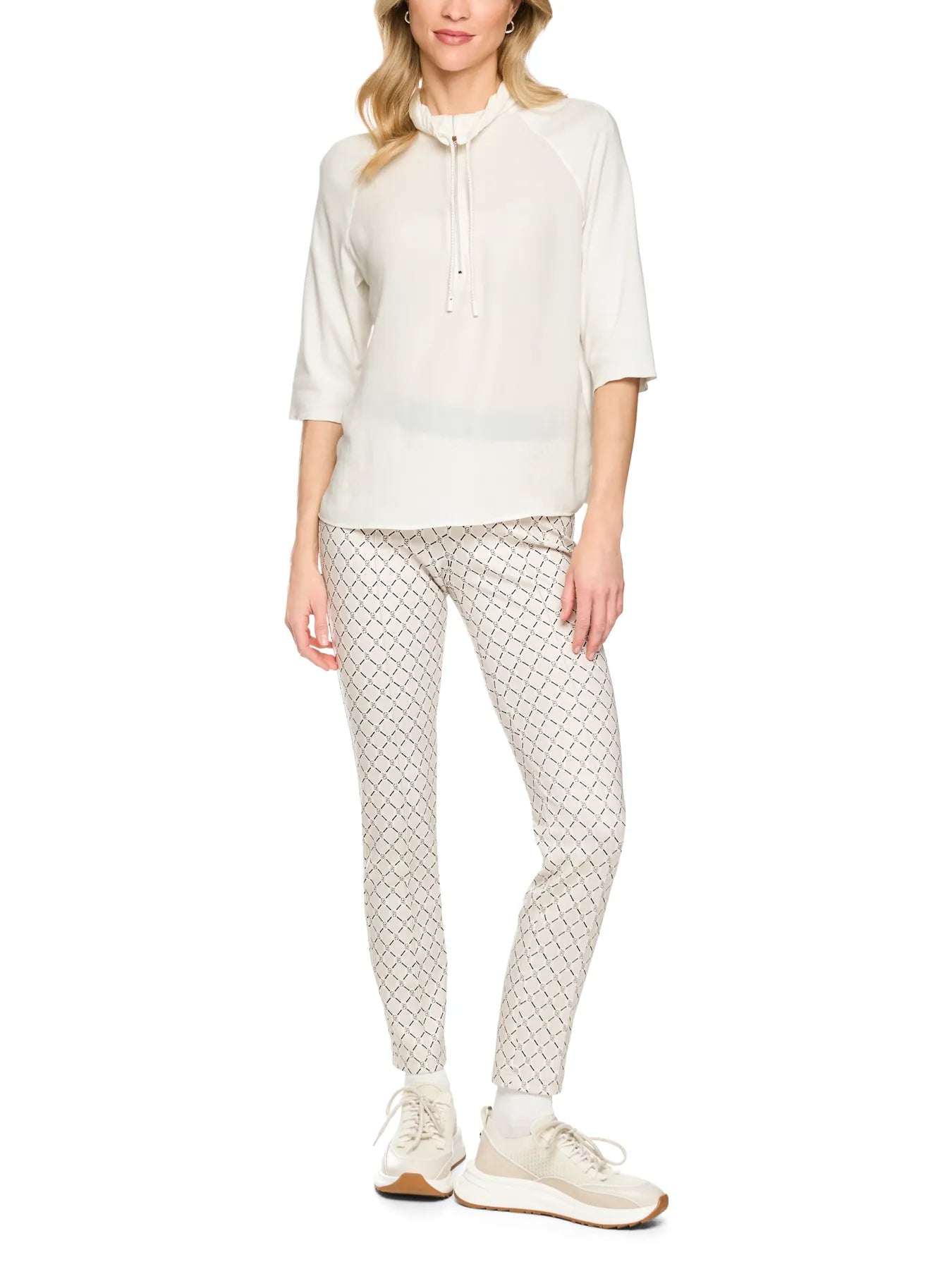 MARC CAIN BS 55.02 J57 Troyer-Blusenshirt mit Feinripp off-white