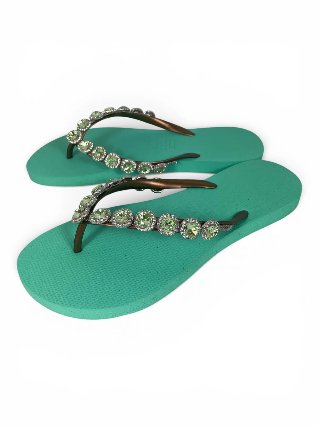 UZURII BEATRIX DAMEN FLIP FLOPS BADE ZEHENTRENNER STRASSSTEINE MINTGRÜN