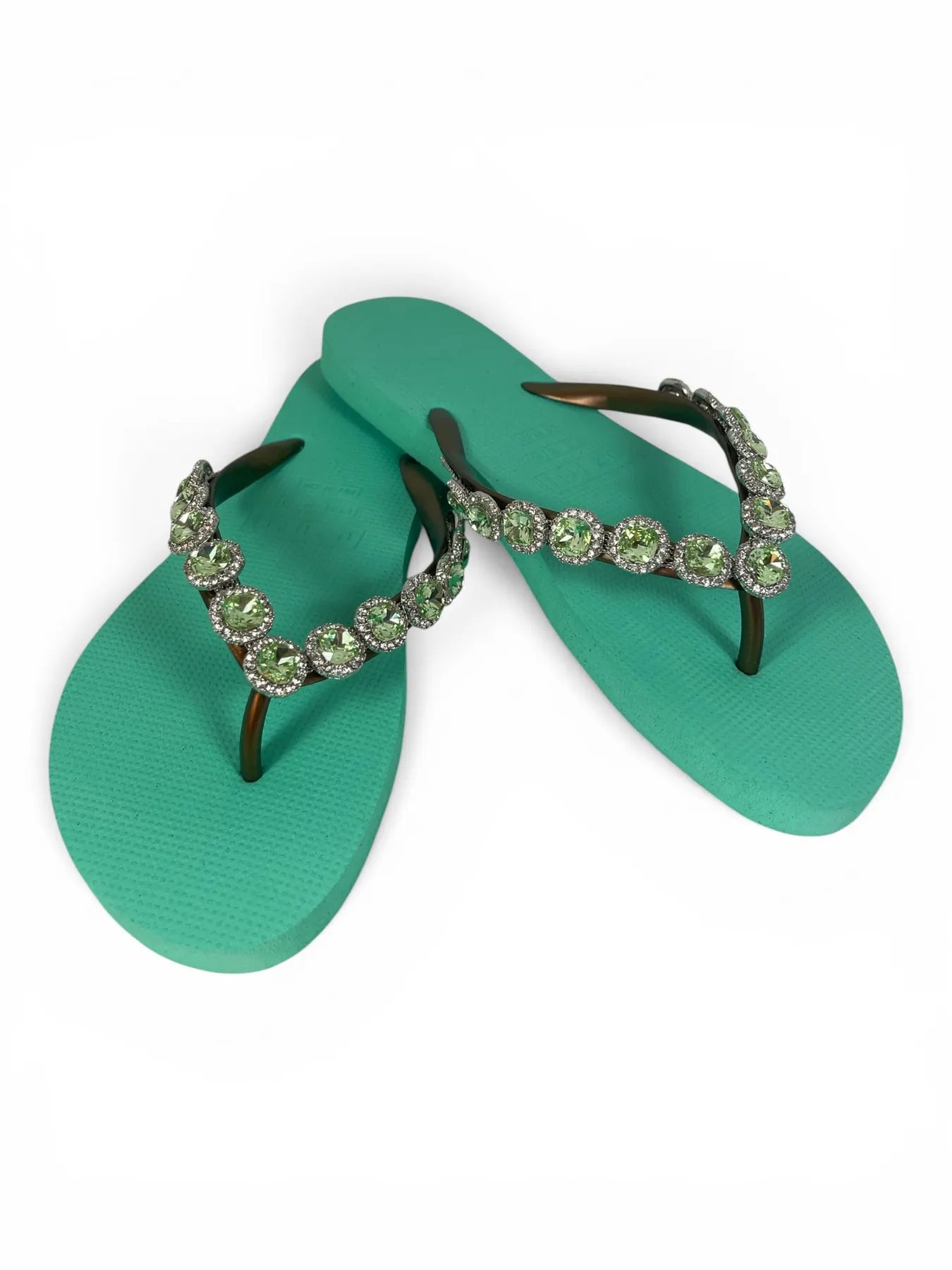 UZURII BEATRIX DAMEN FLIP FLOPS BADE ZEHENTRENNER STRASSSTEINE MINTGRÜN