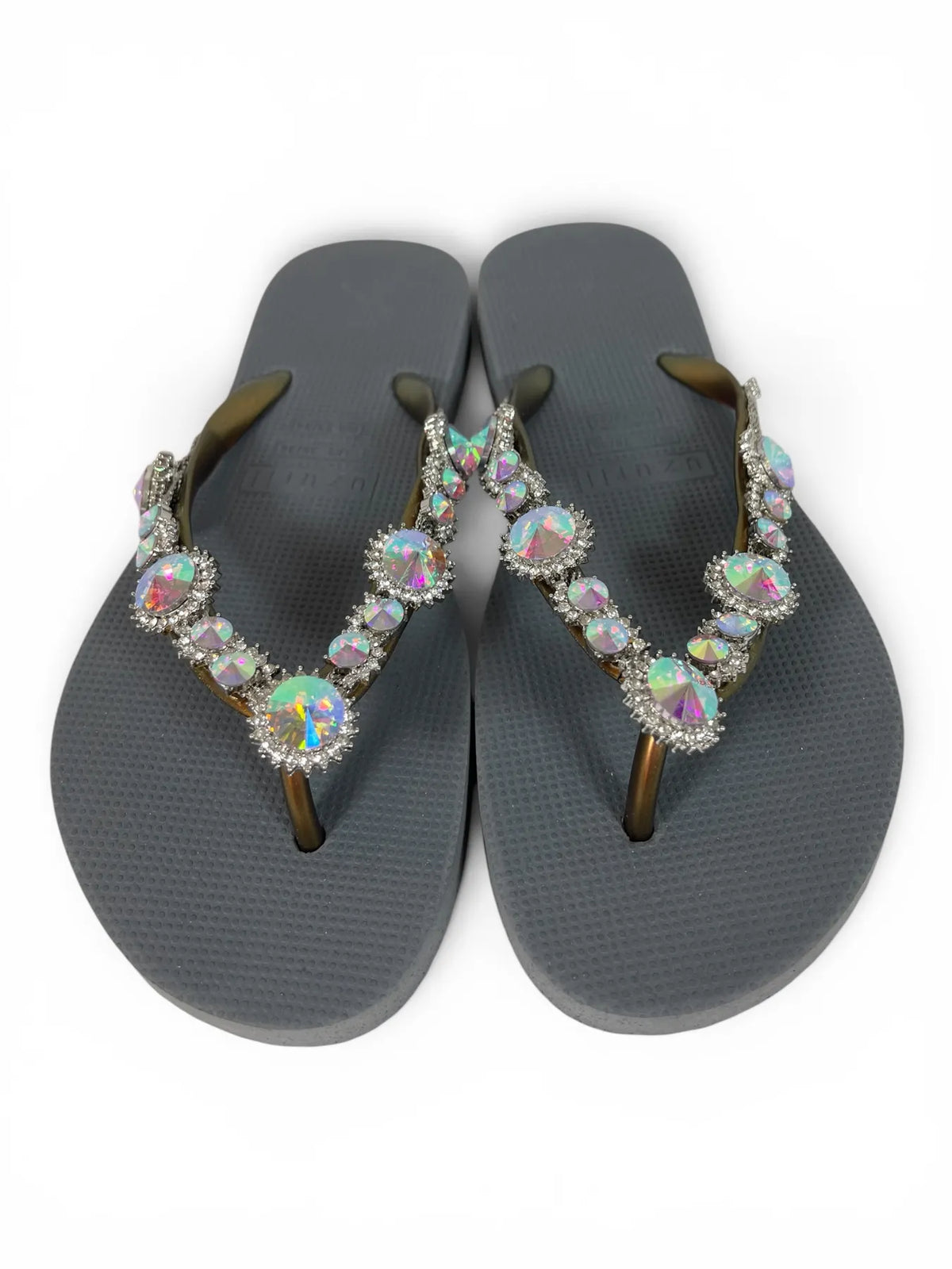 UZURII CHRYSTAL MARILYN DAMEN FLIP FLOPS BADE ZEHENTRENNER STRASSSTEINE SILVER