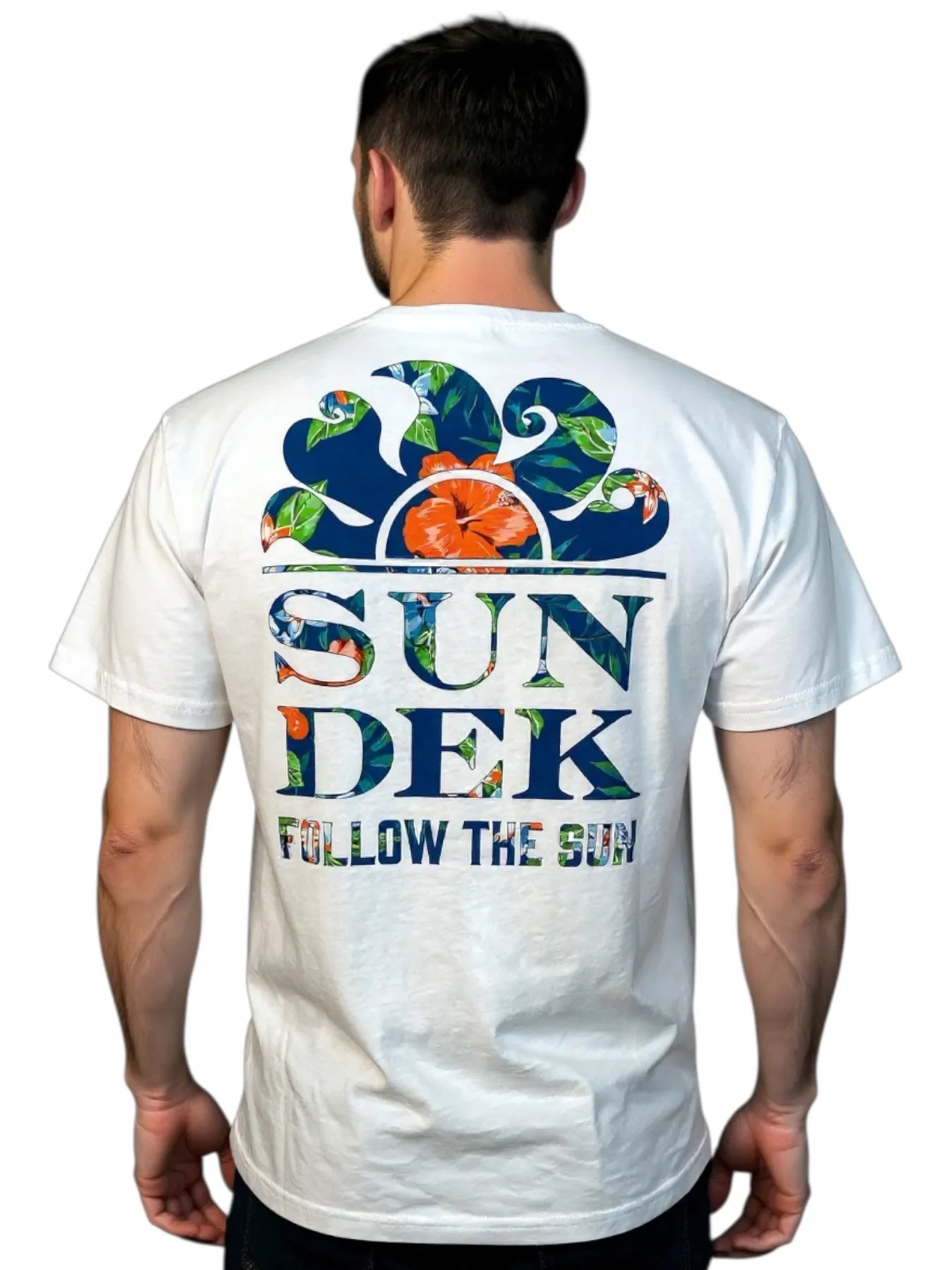 SUNDEK M618TEJ78ID HERREN T-SHIRT HAWAII PRINT RÜCKEN WHITE