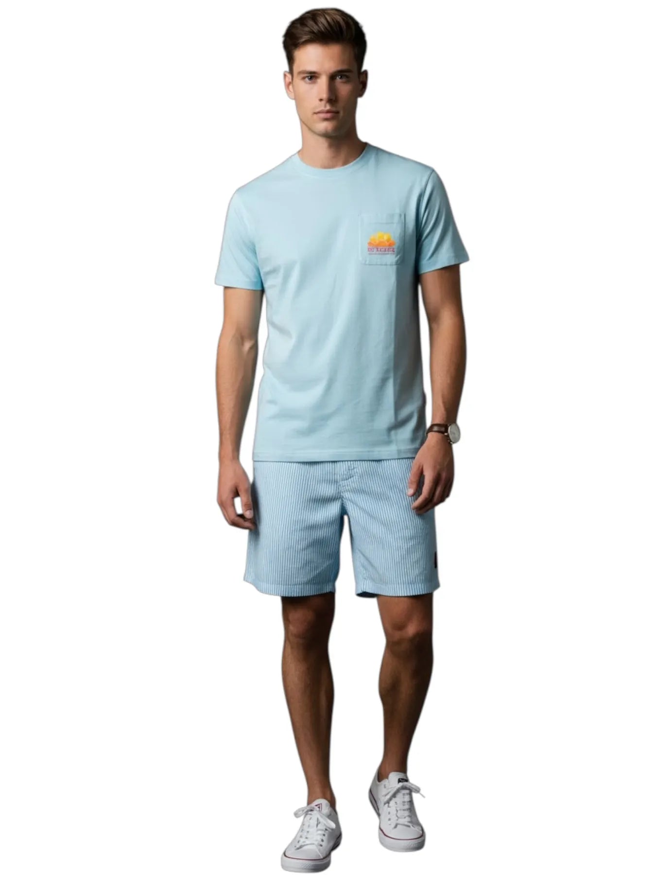 SUNDEK M028TEJ7800 HERREN T-SHIRT PRINT HELLBLAU GLACIER