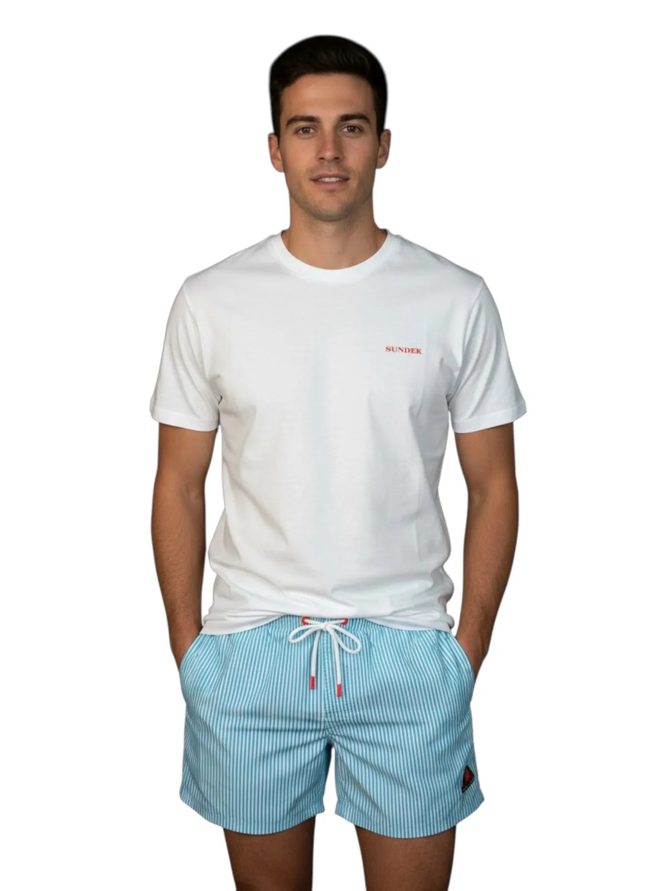 SUNDEK M618TEJ78ID HERREN T-SHIRT HAWAII PRINT RÜCKEN WHITE